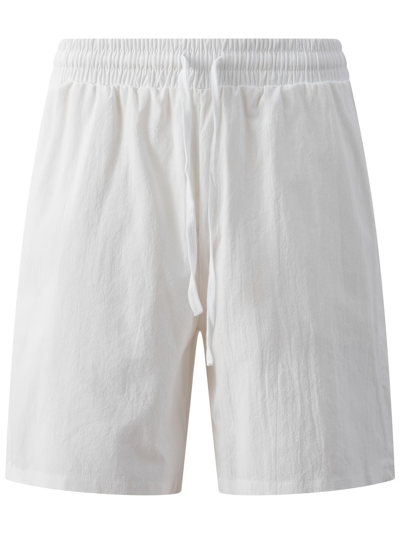 White Solid Knee-Length Drawstring Shorts