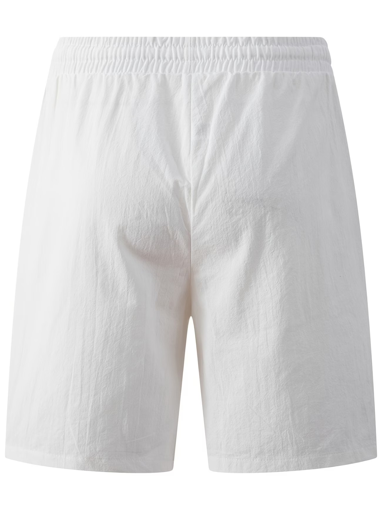 White Solid Knee-Length Drawstring Shorts