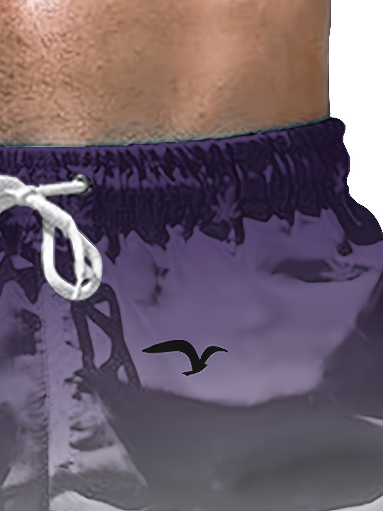Purple Graphic Palm Tree Knee-Length Swim Shorts