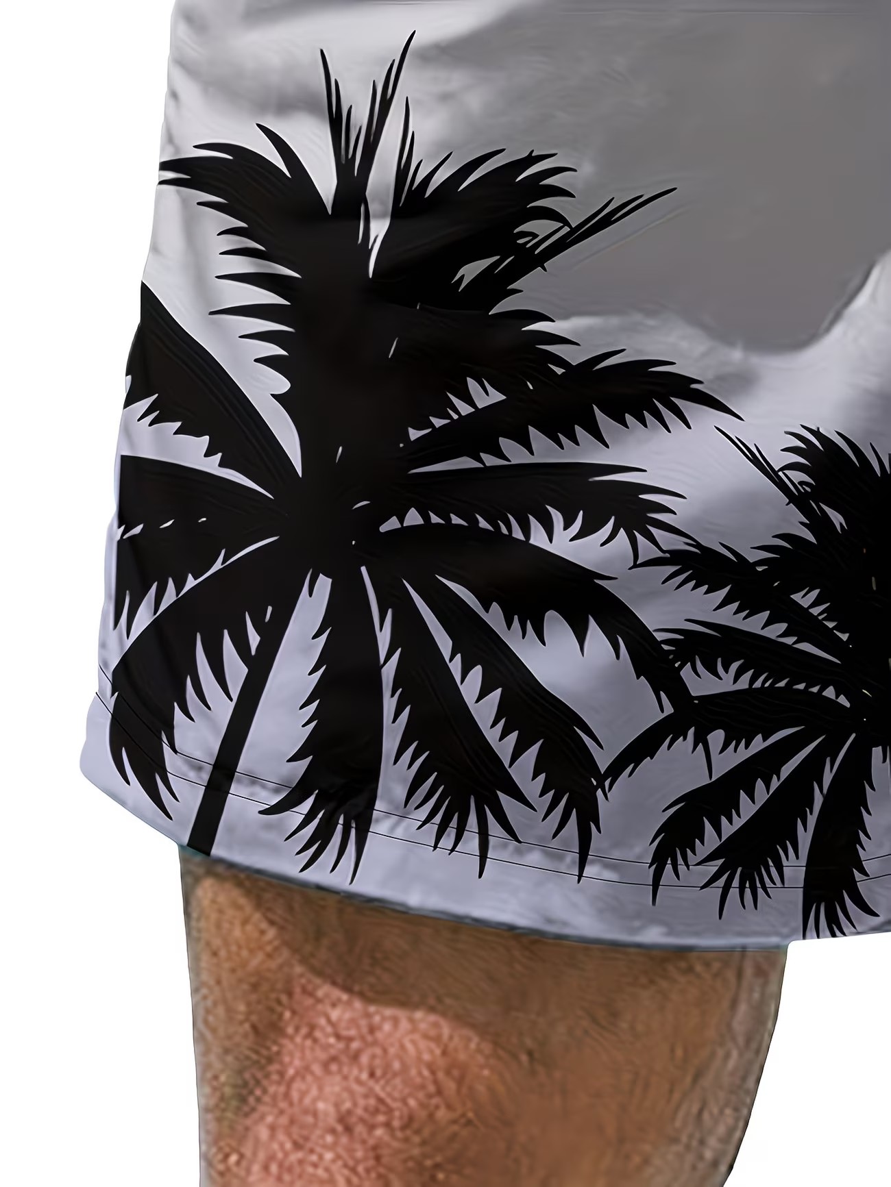 Purple Graphic Palm Tree Knee-Length Swim Shorts