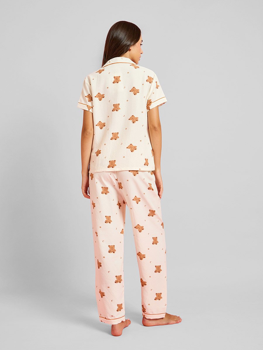 Pack of 3 - Teddy Print Shirt, Shorts and Pyjama Set