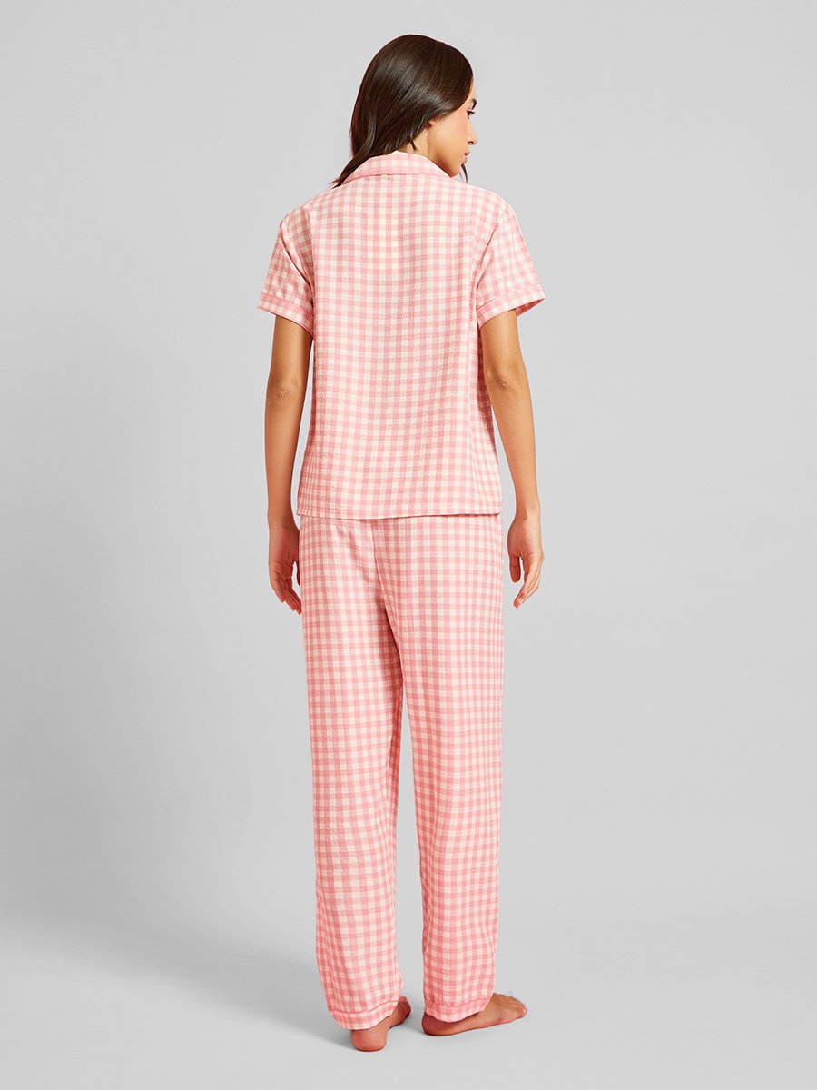 Pack of 3 - Gingham Shirt, Short and Straight Pyjama Set