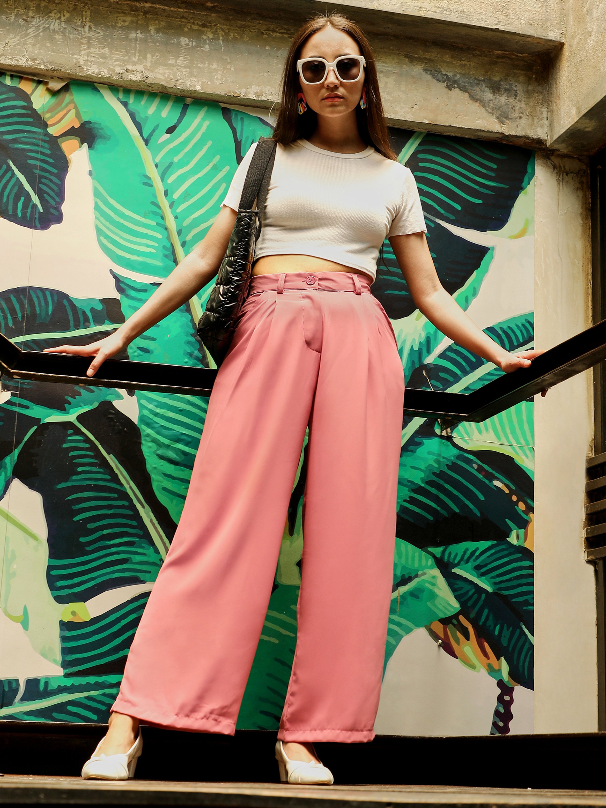 Salmon Pink Straight Fit Tailored Trousers