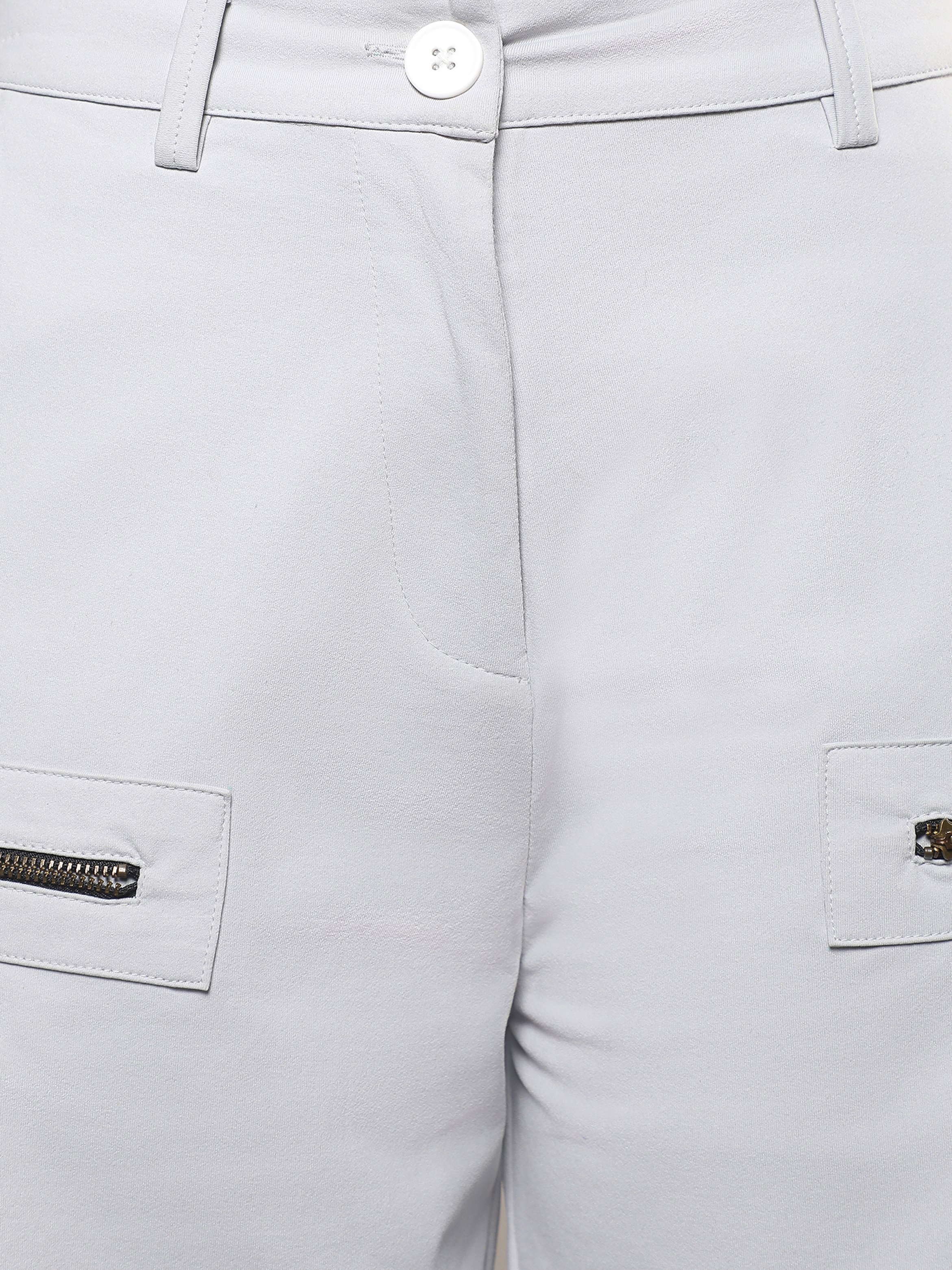 Moon Grey Straight Fit Cargo Trousers