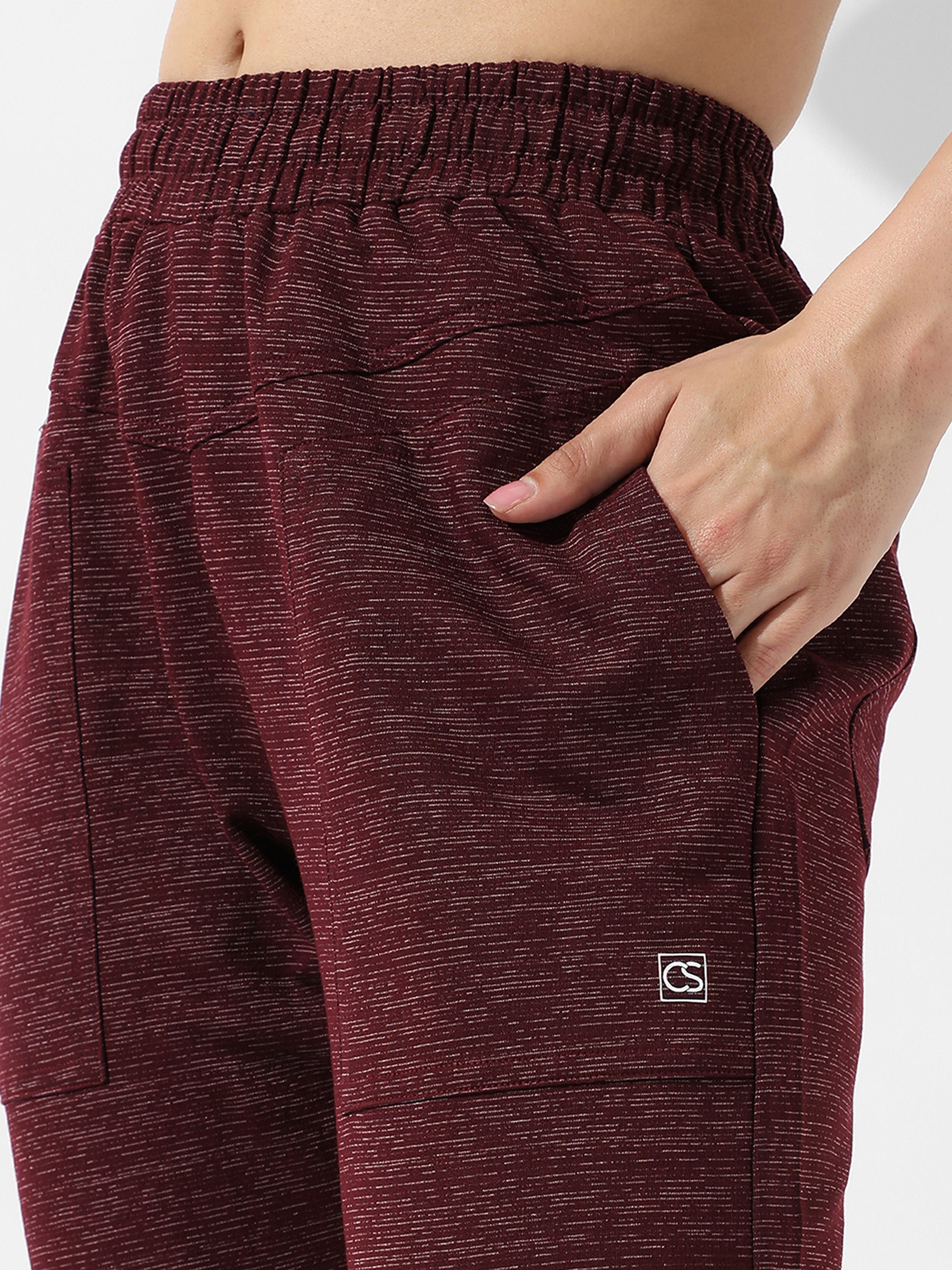 Maroon Melange Cuffed Joggers