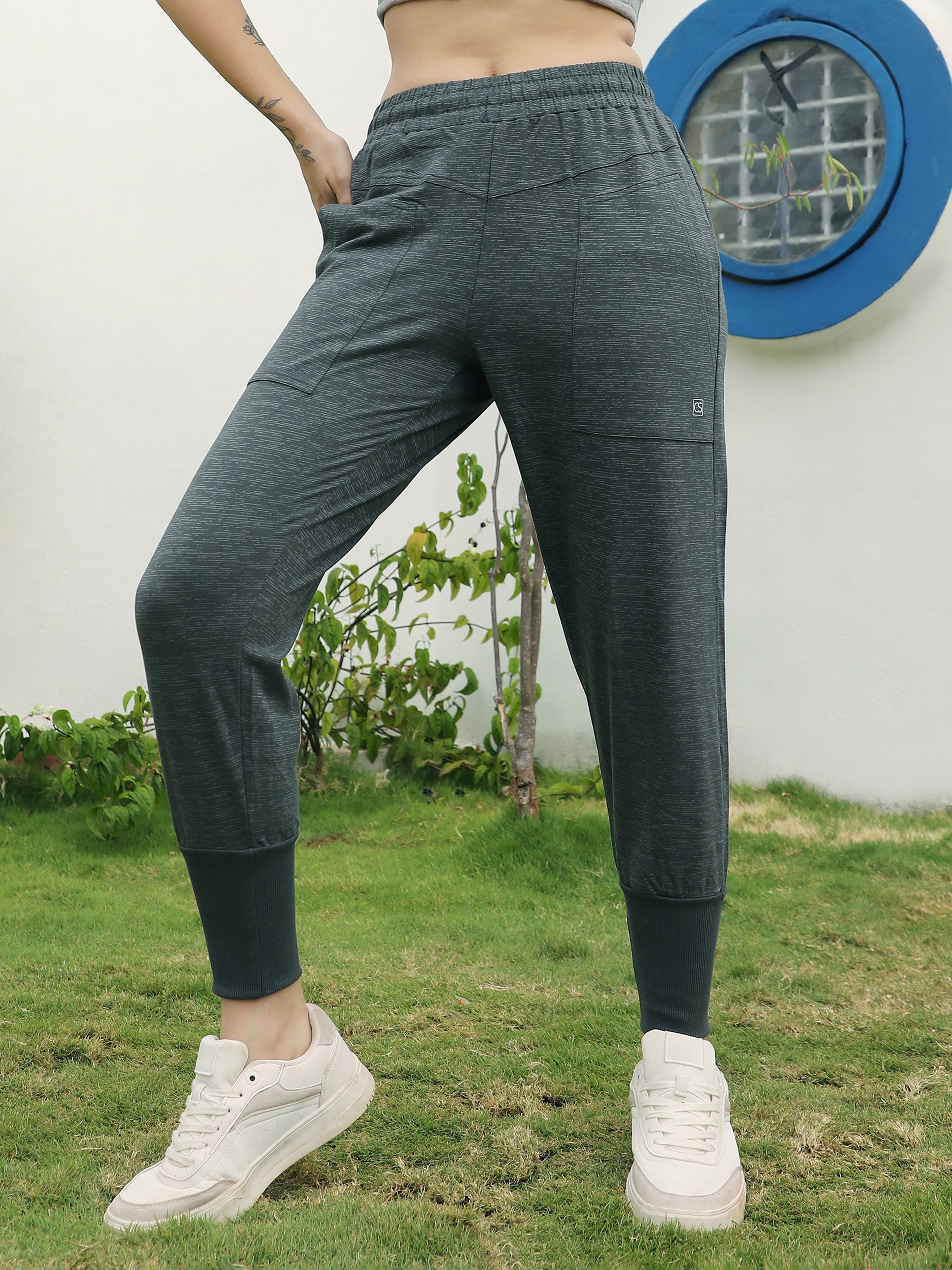 Olive Melange Cuffed Joggers