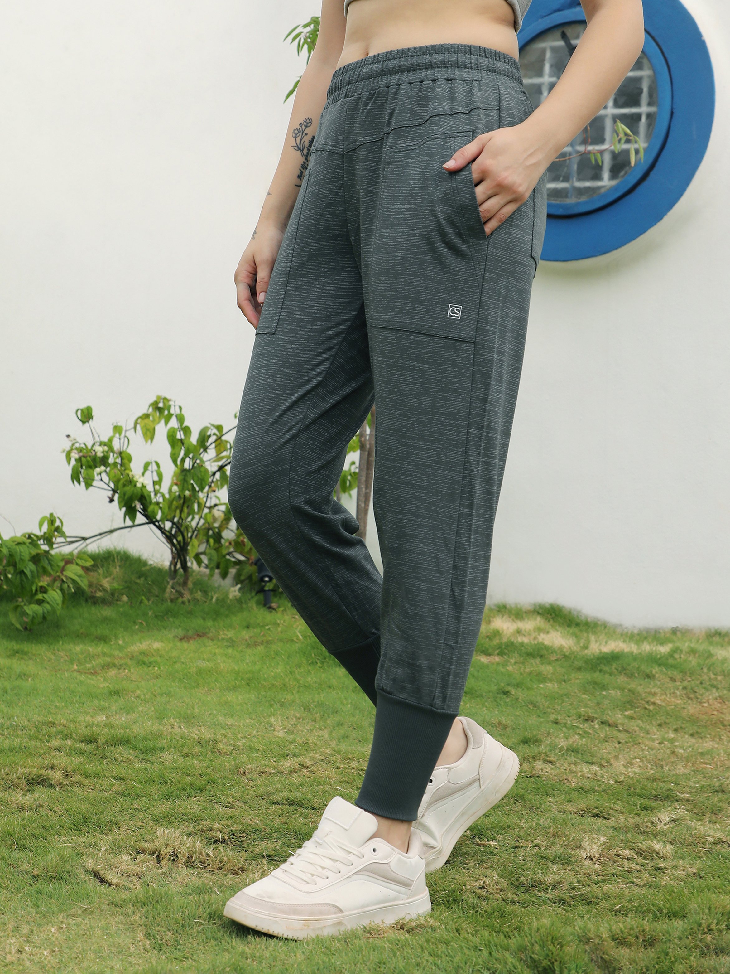Olive Melange Cuffed Joggers
