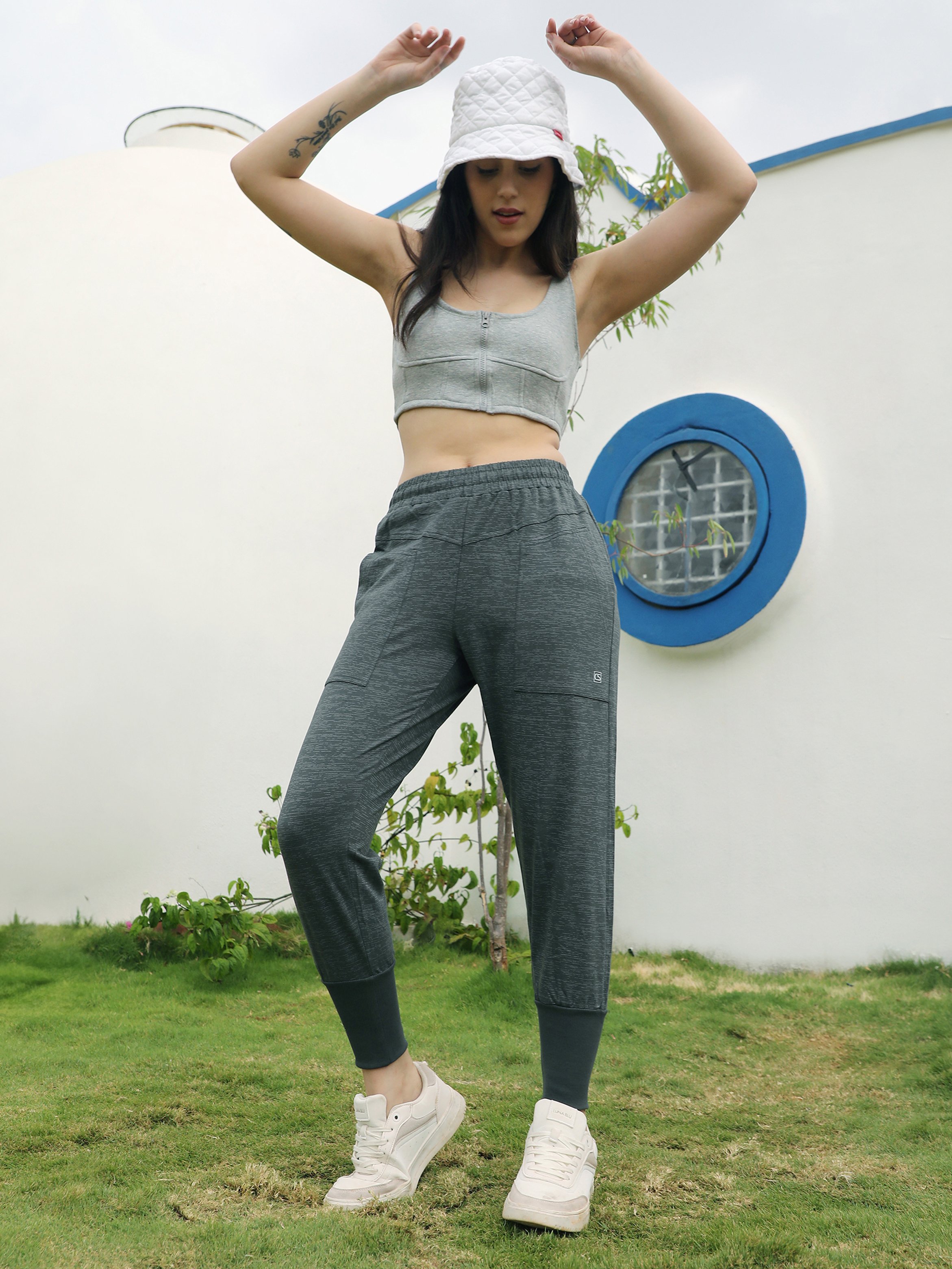 Olive Melange Cuffed Joggers