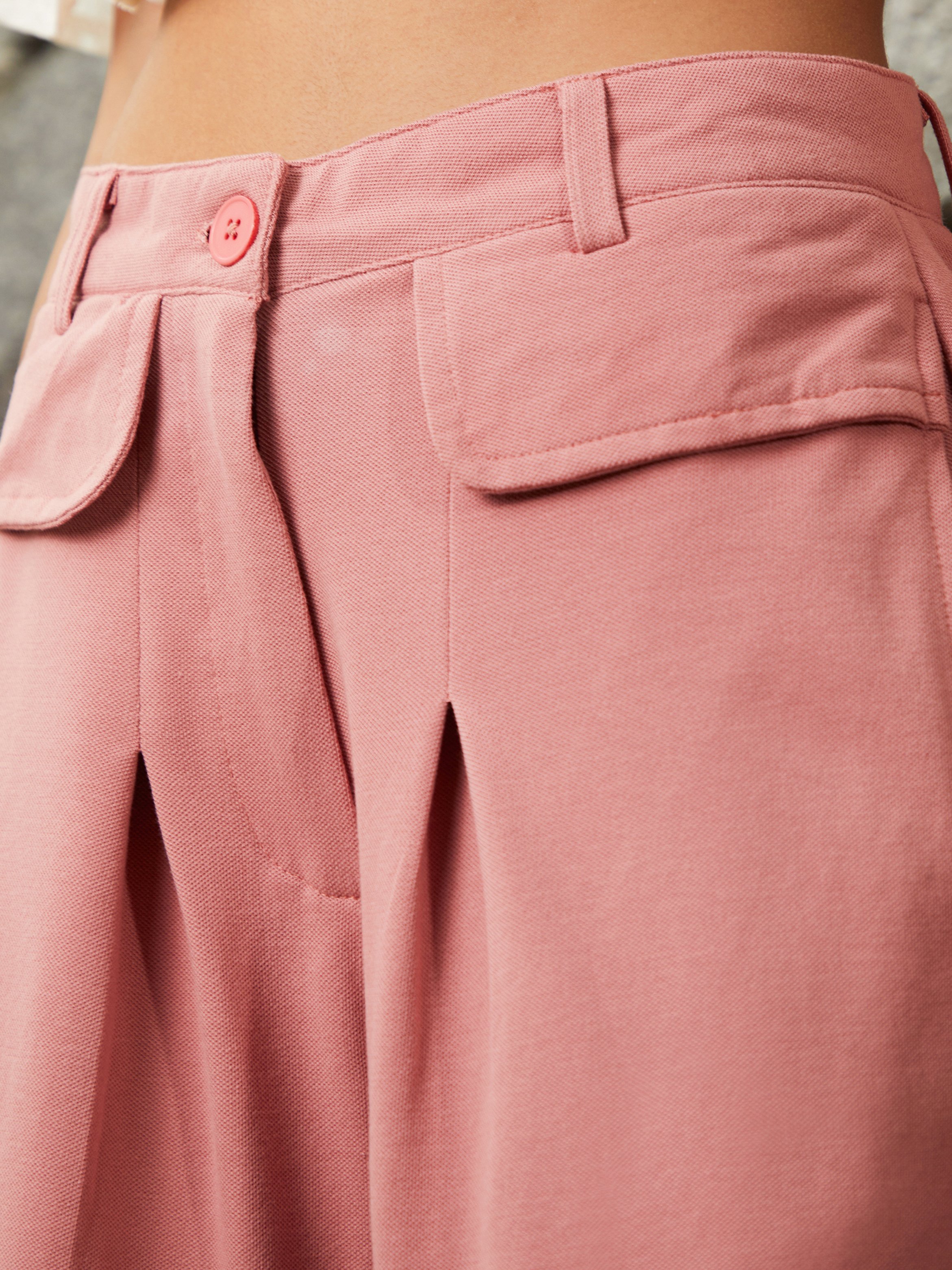Salmon Pink Pleated Tailored Trousers