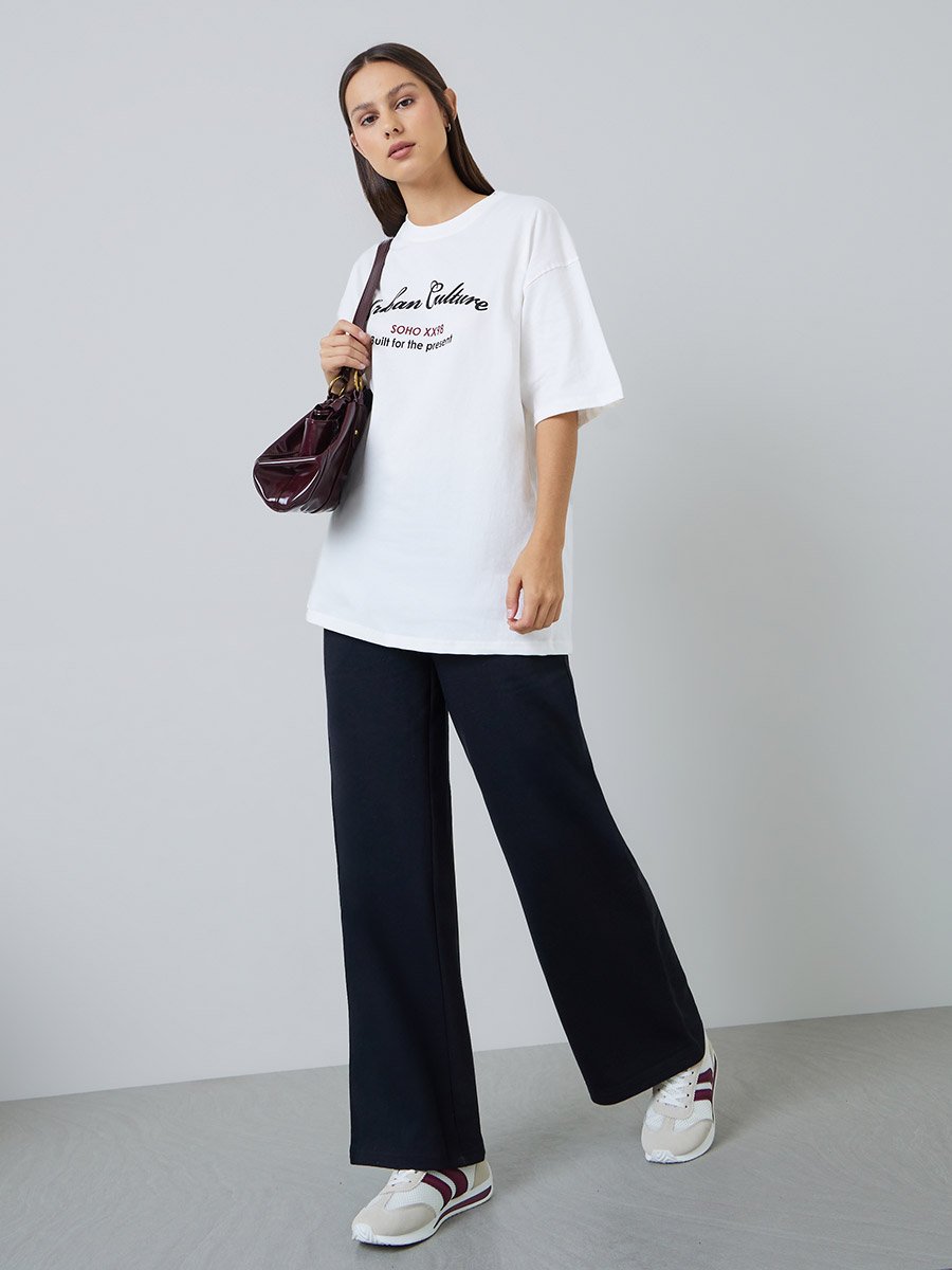 Off White Oversized Graphic Print Cotton T-Shirt