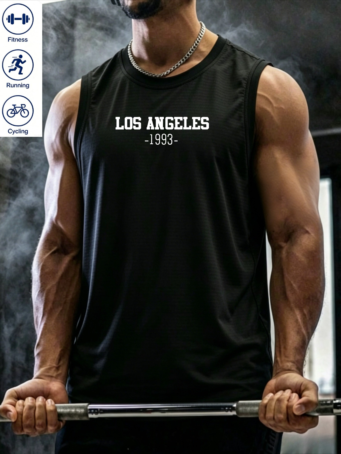 Black Graphic Print Tank Top