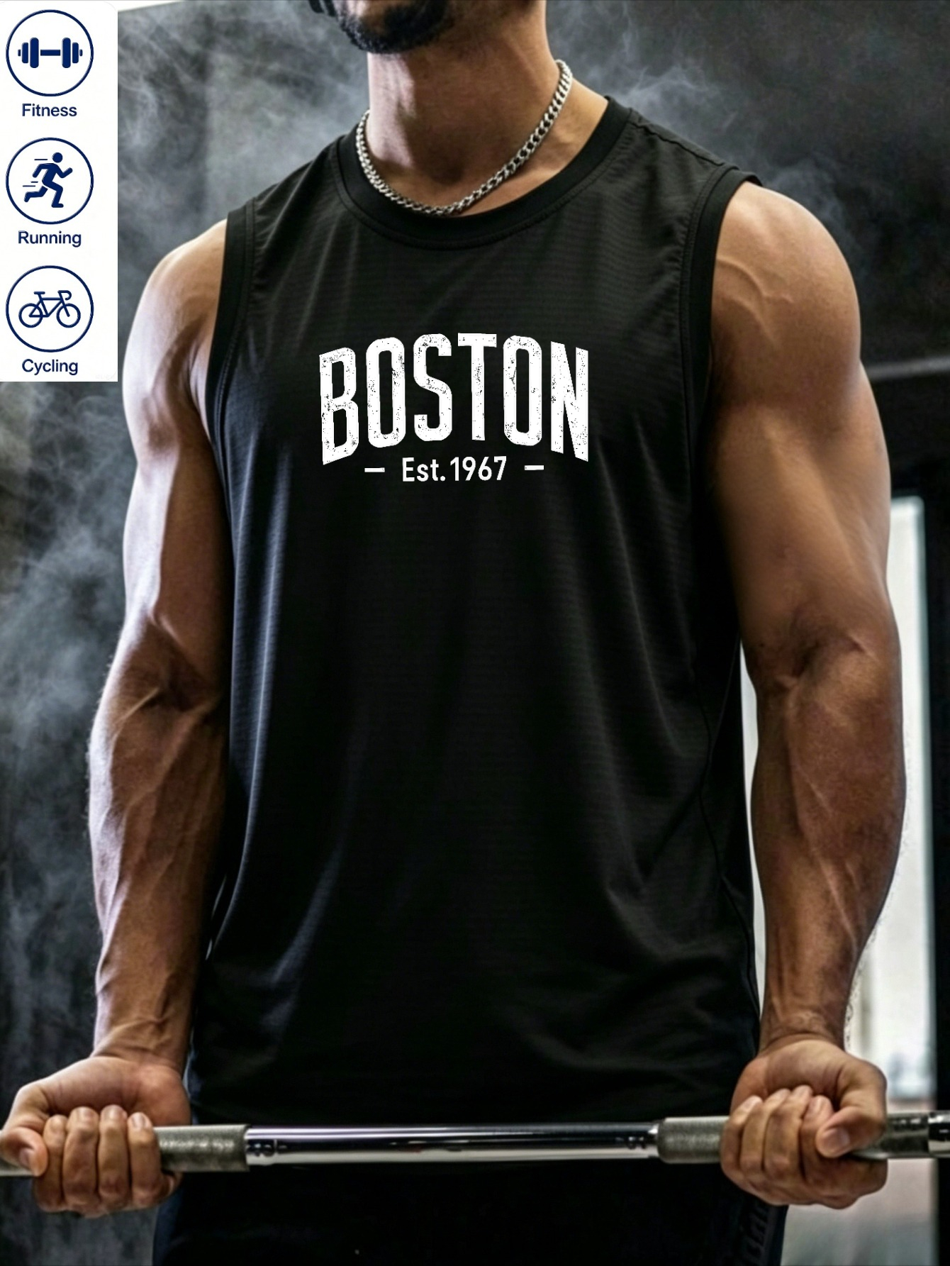 Black Graphic Print Tank Top