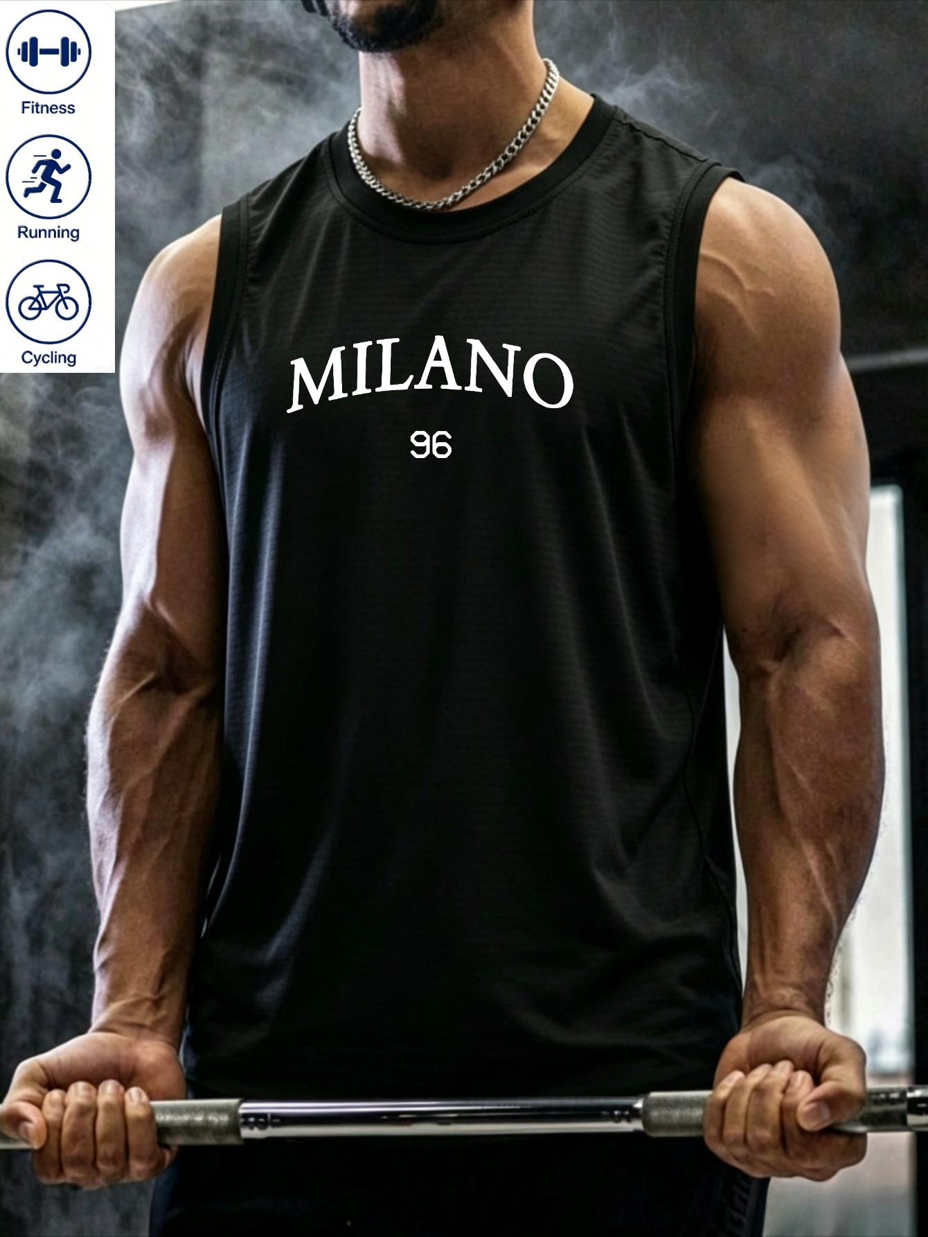 Black Graphic Print Tank Top
