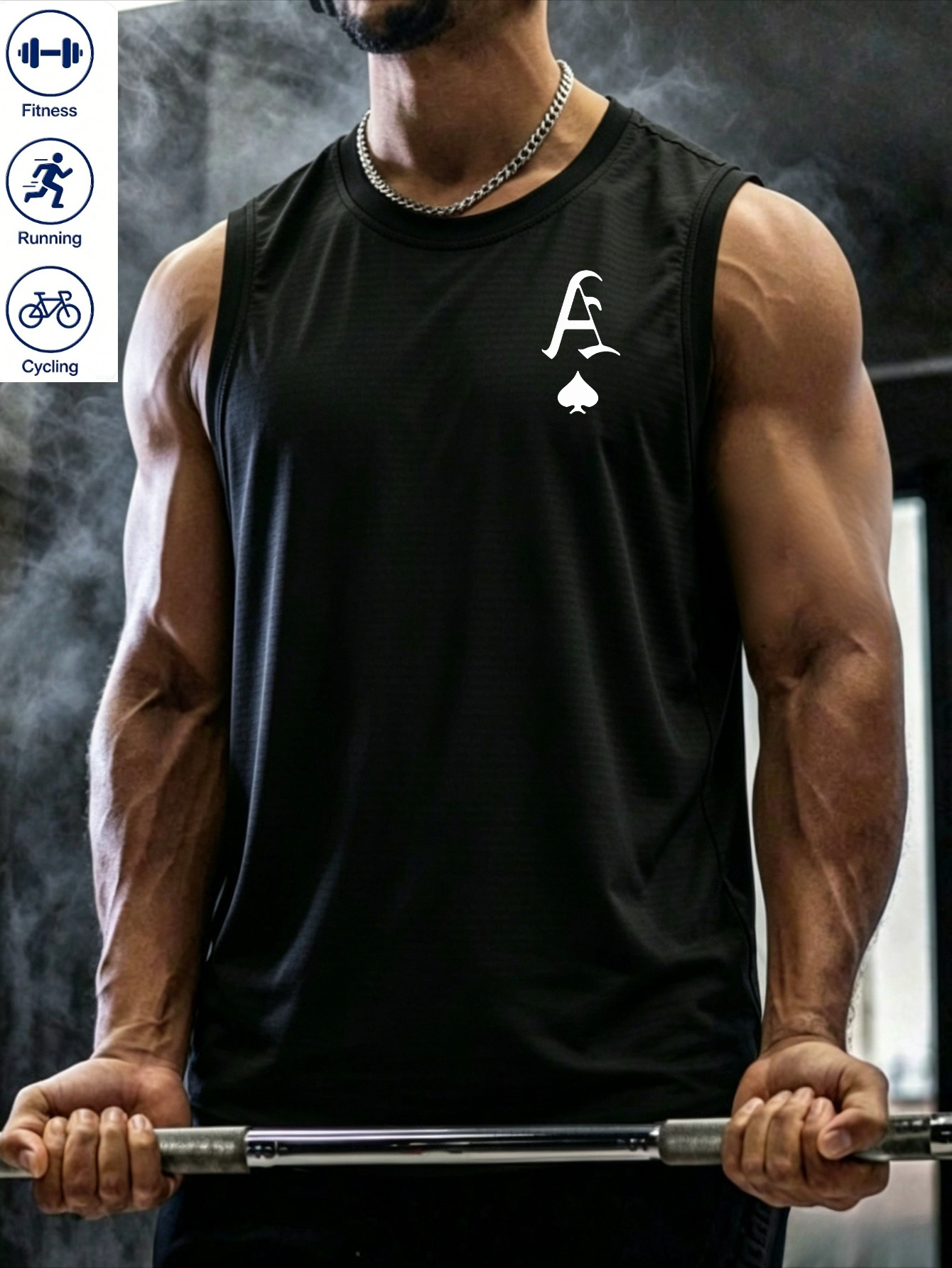 Black Graphic Print Tank Top