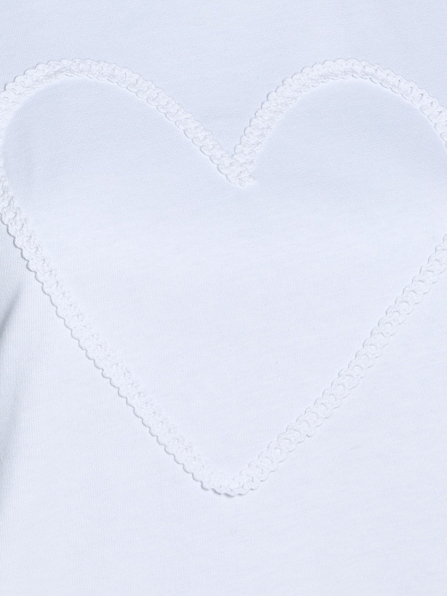 Cotton T-Shirt with Heart Applique