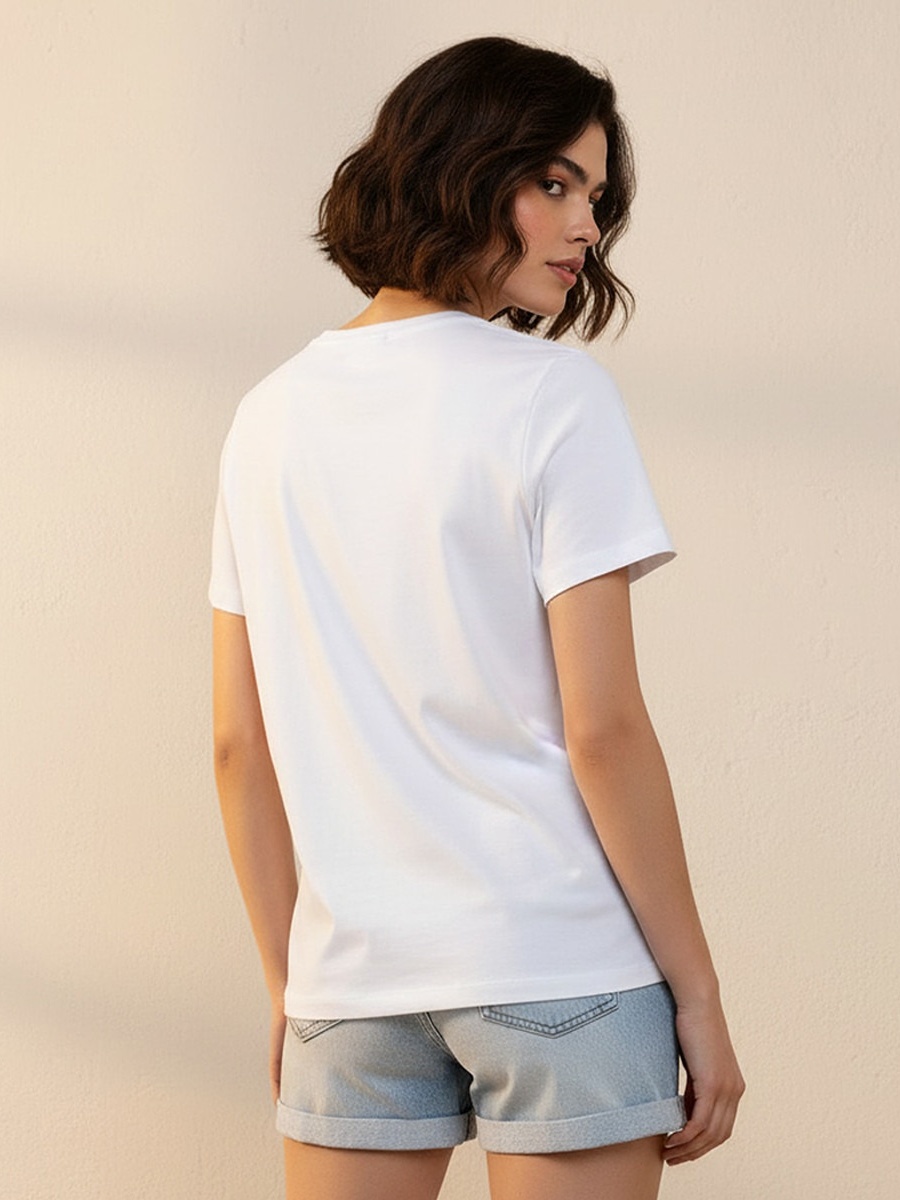 Cotton T-Shirt with Heart Applique