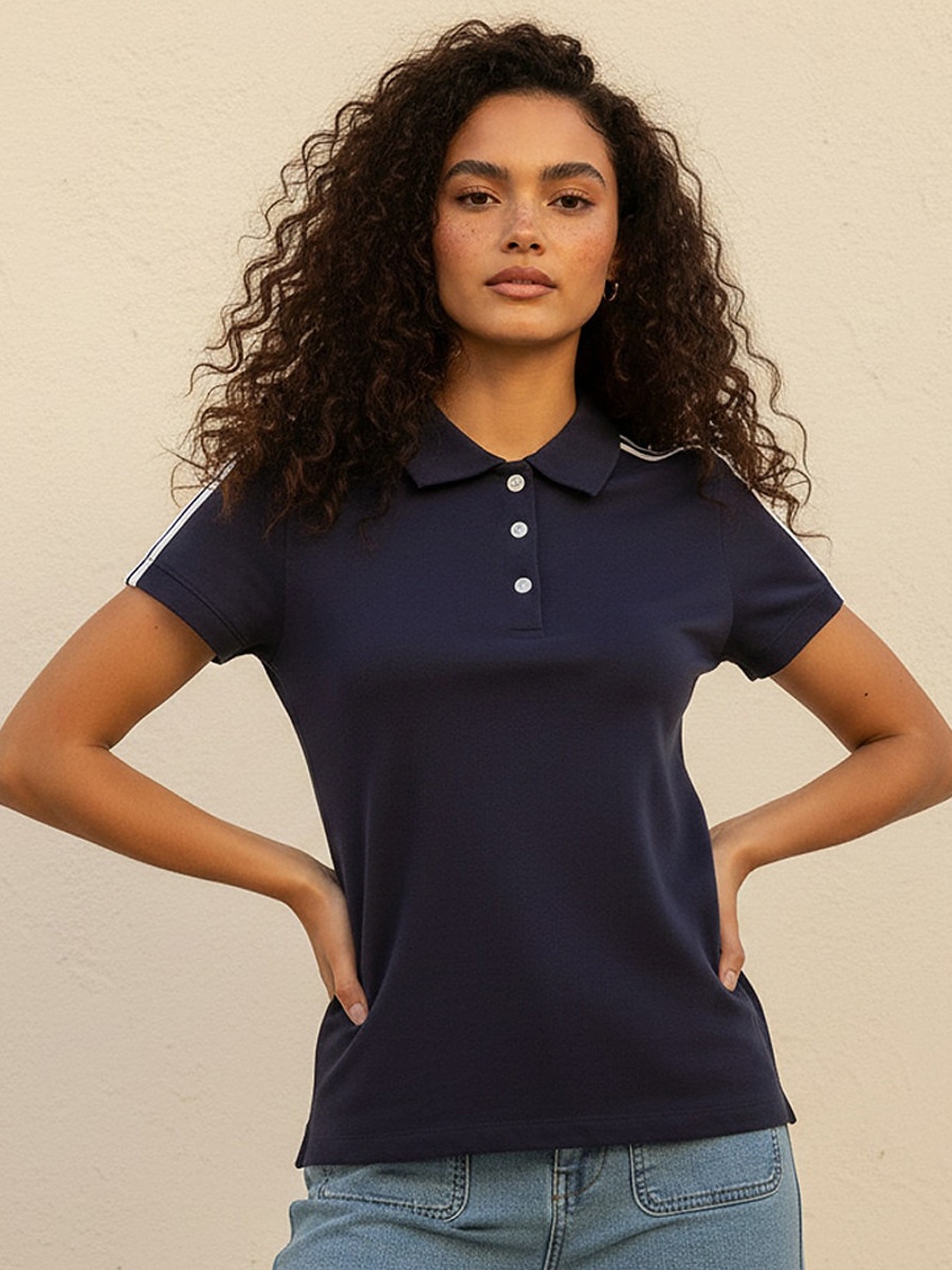 Slim Fit Polo T-Shirt with Stripe Trim