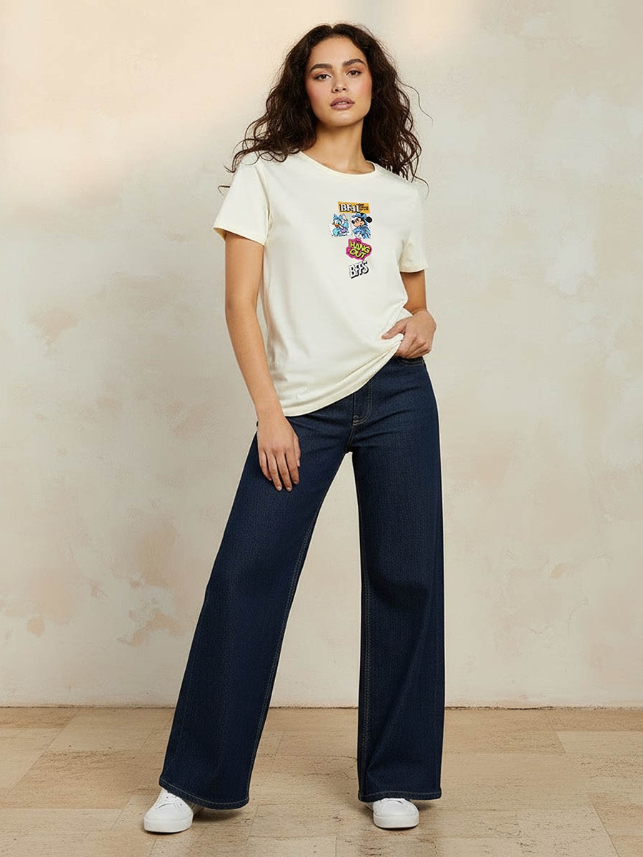 Cotton T-Shirt with Minnie Mouse and Daisy Duck Print