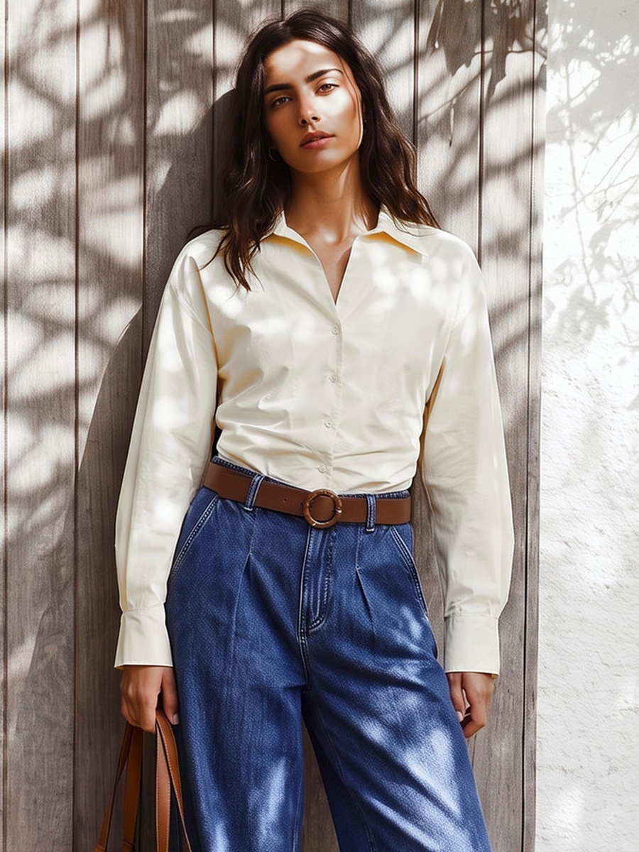 Poplin Shirt with Volume Sleeves