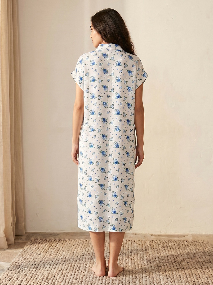 Set of 2 - Short Sleeve Roll-Up Cuff Viscose Sleepshirt