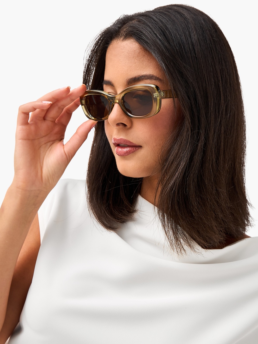 Rectangle Sunglasses with UV Protection Brown Lens