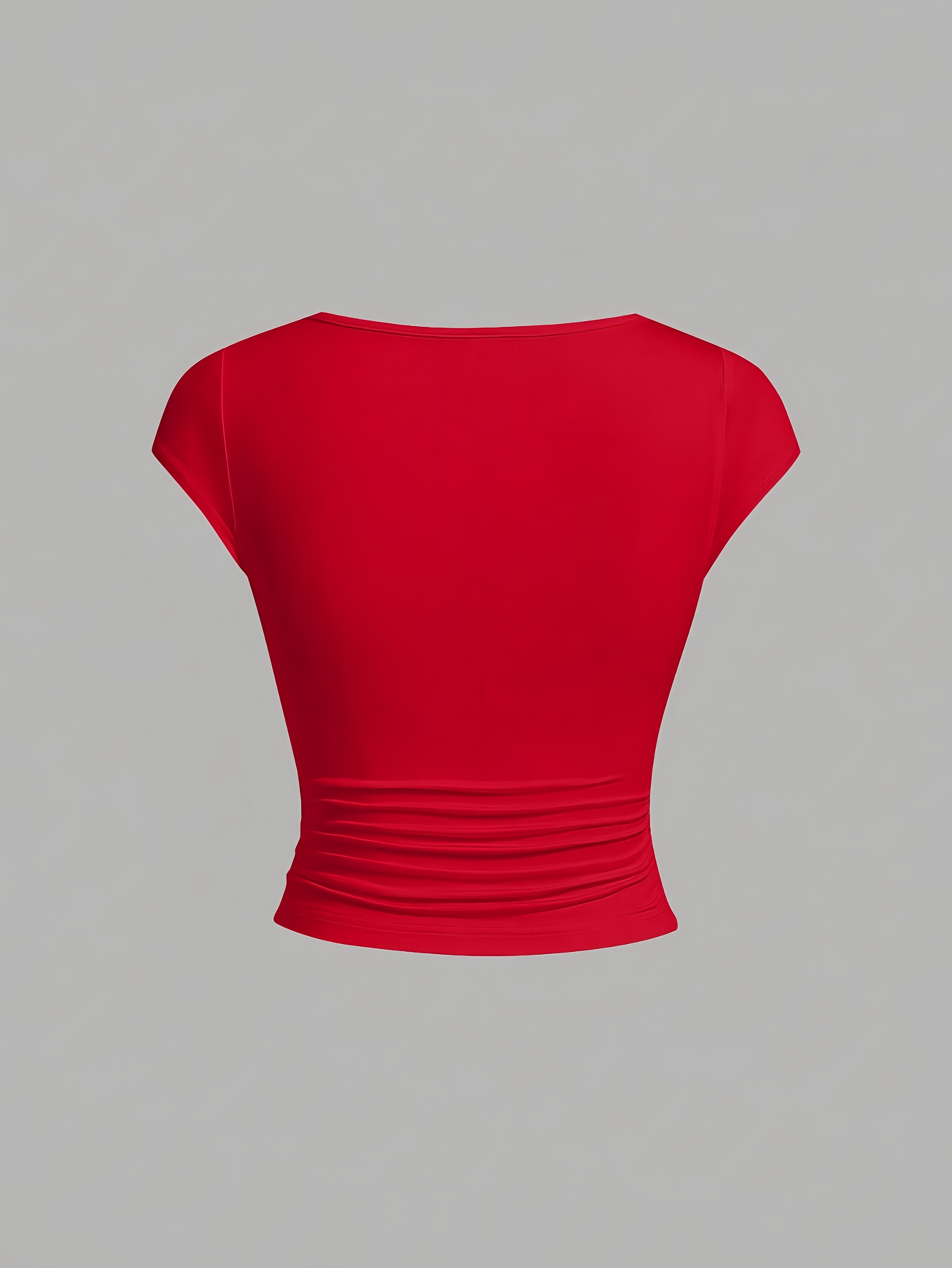 Red Square Neck Fitted T-Shirt