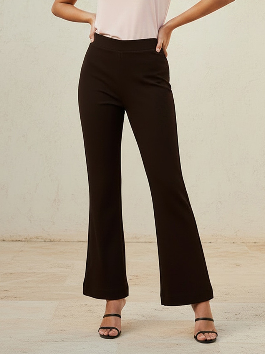 Mid Rise Full Length Boot Leg Ponte Pants