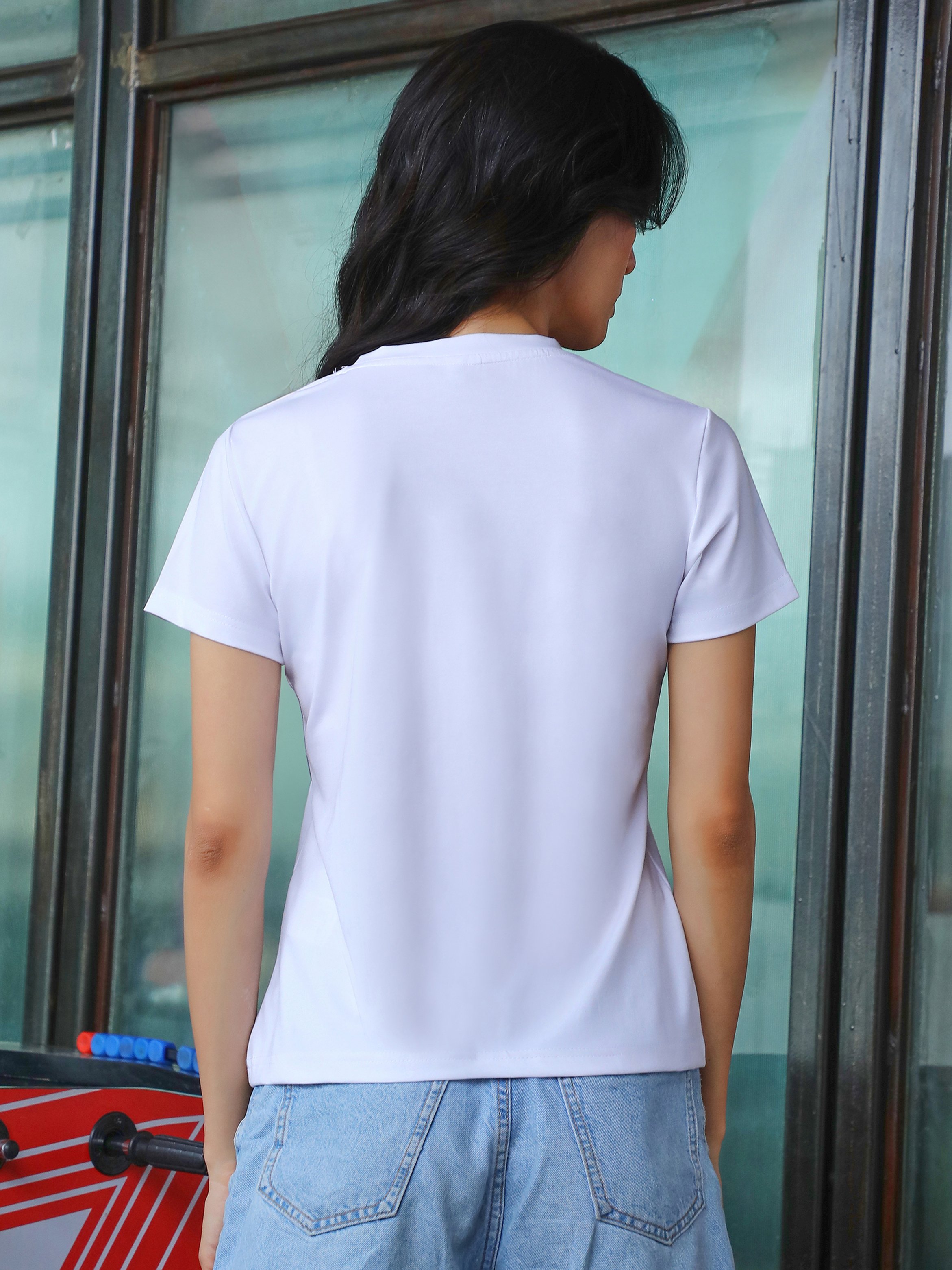 Powder White Solid Basic T-Shirt