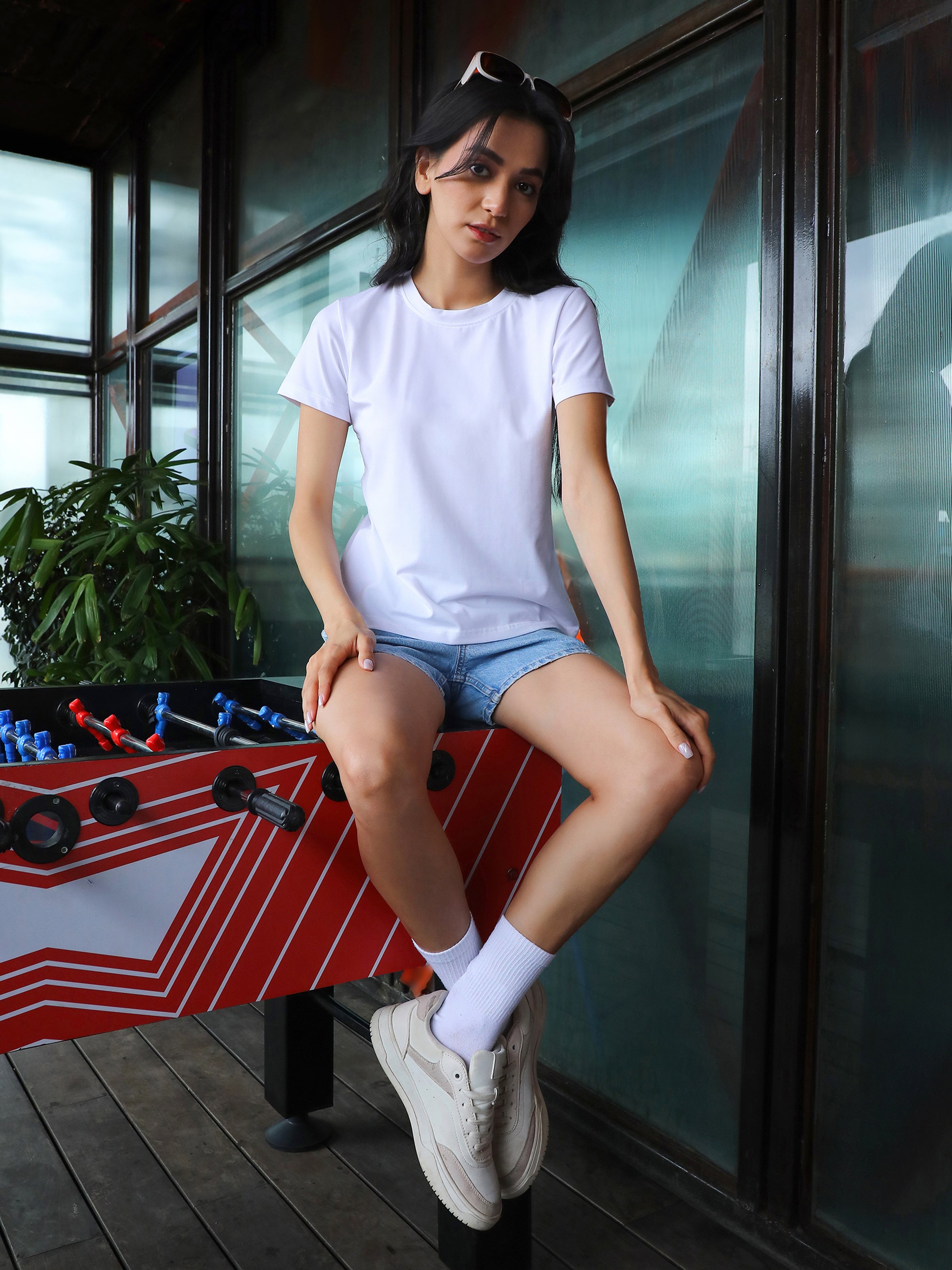 Powder White Solid Basic T-Shirt