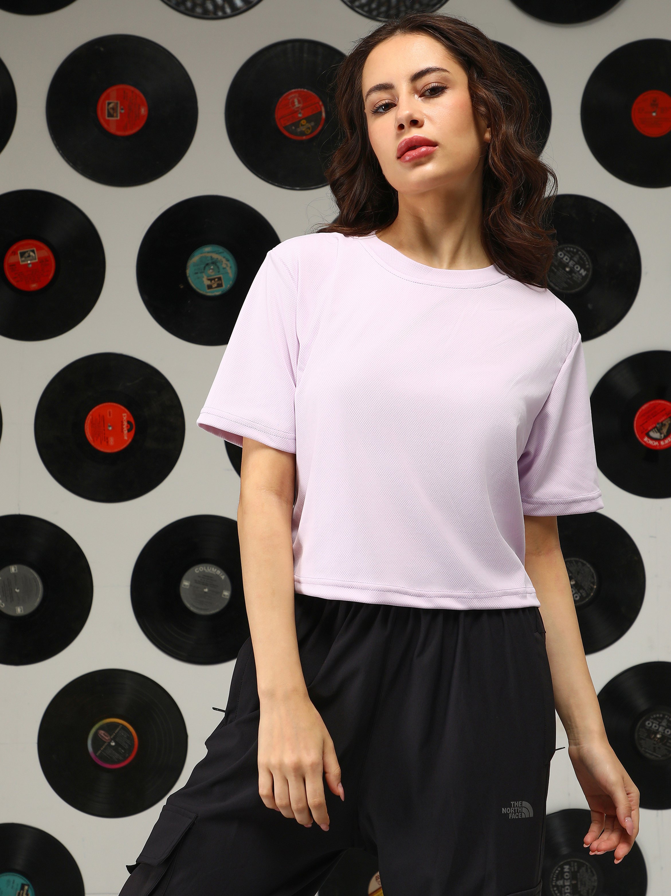 Lavender Solid Regular T-Shirt