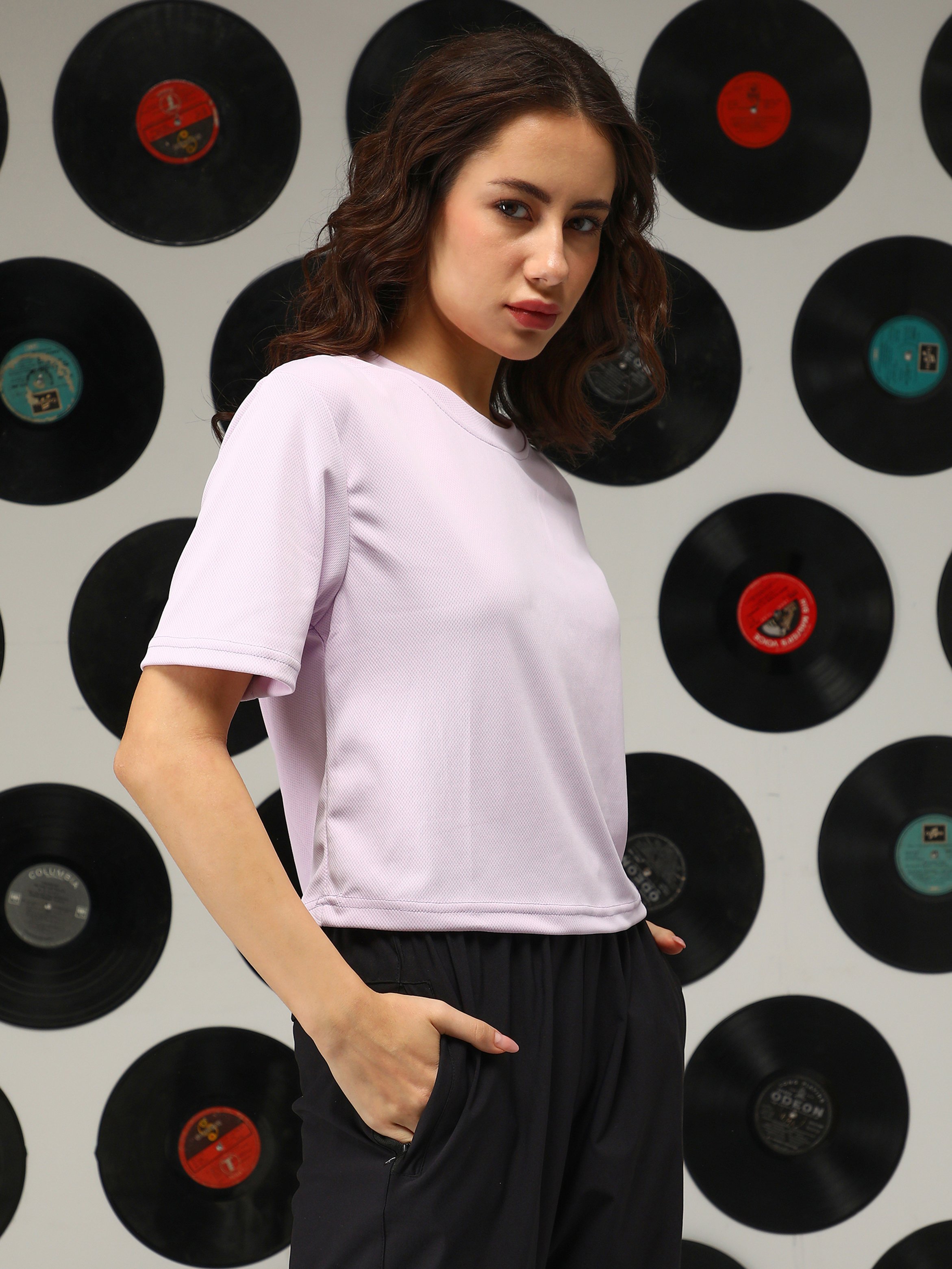 Lavender Solid Regular T-Shirt