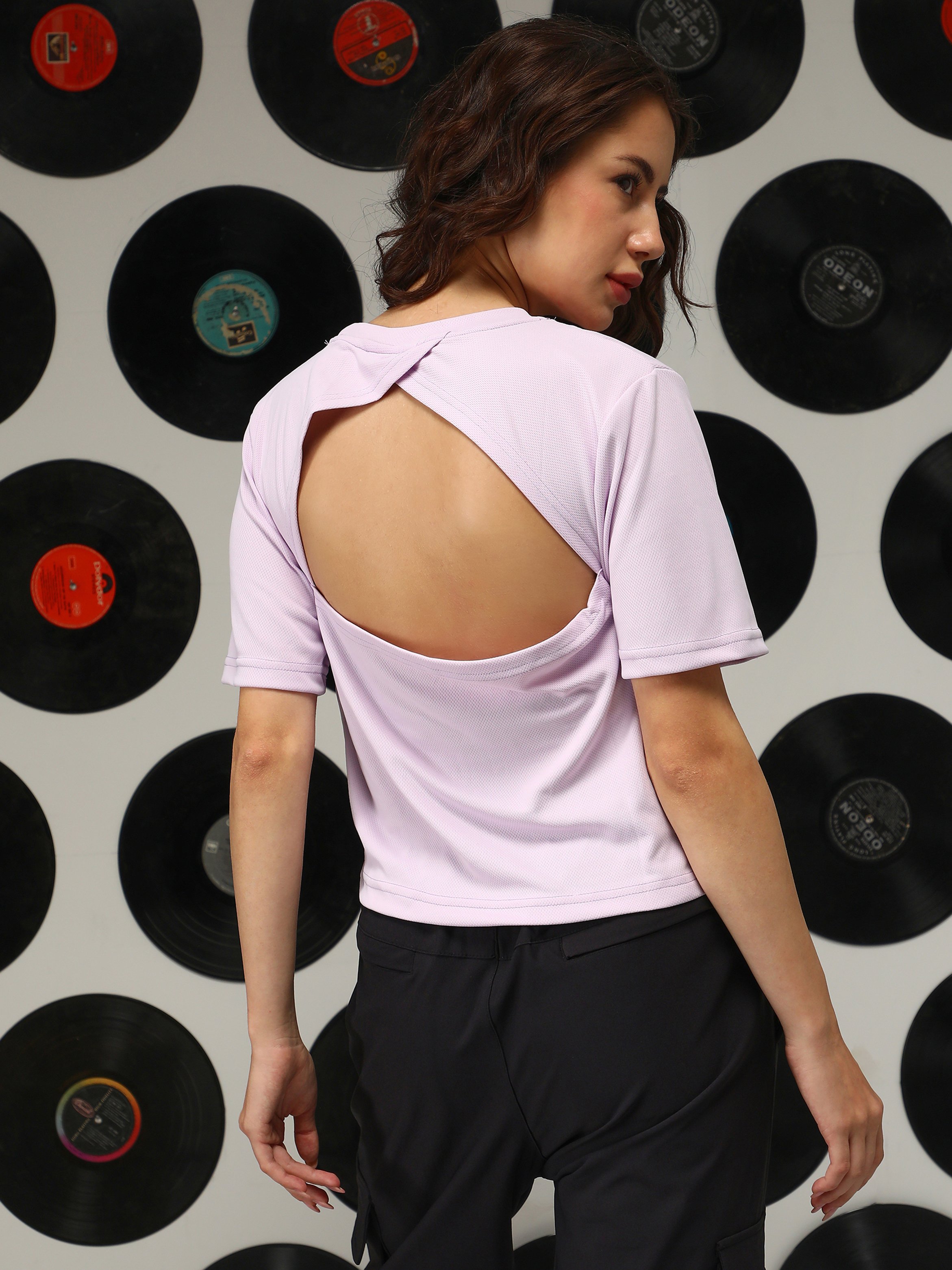 Lavender Solid Regular T-Shirt