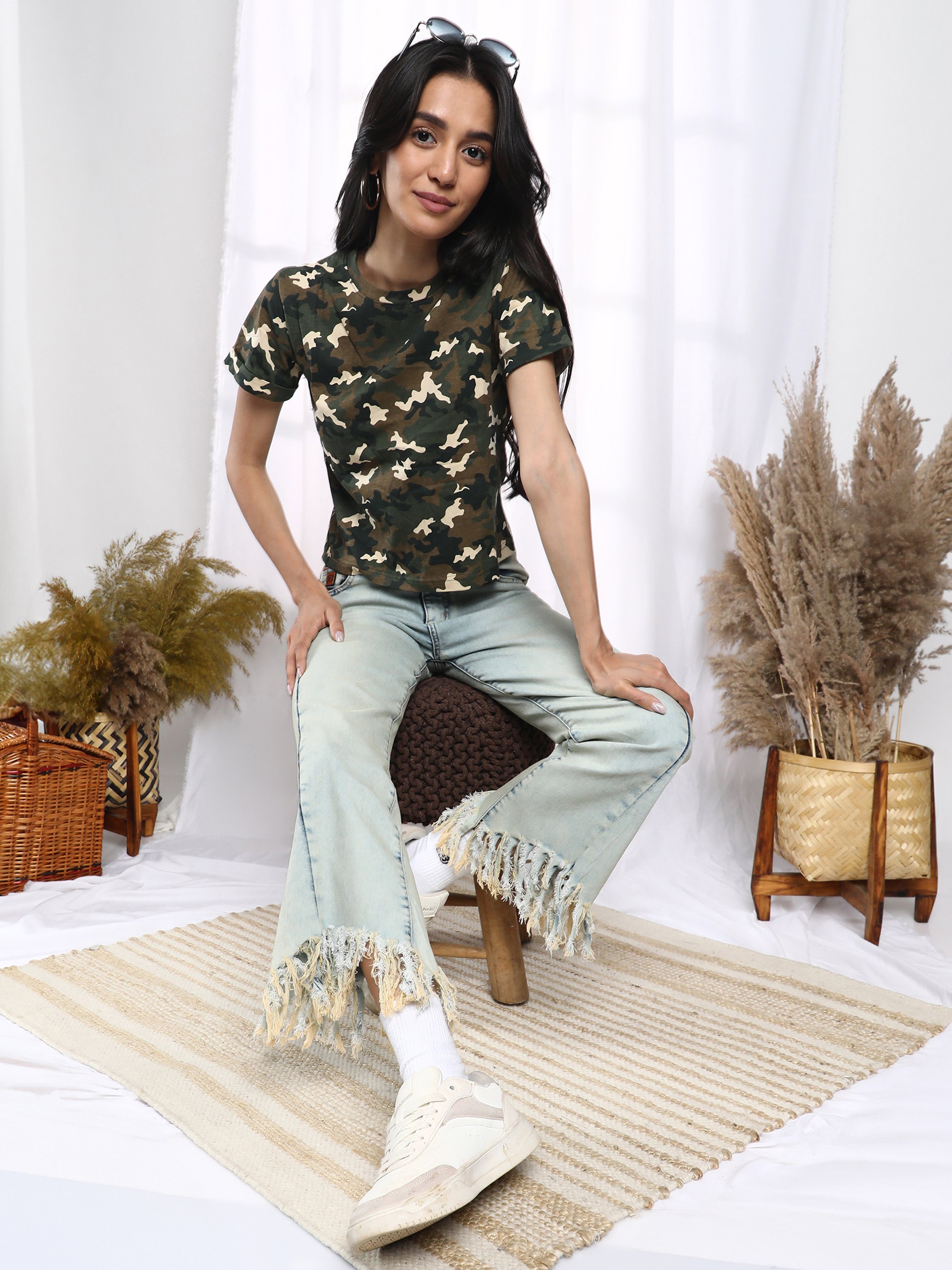 Army Green Camouflage Regular Fit T-Shirt