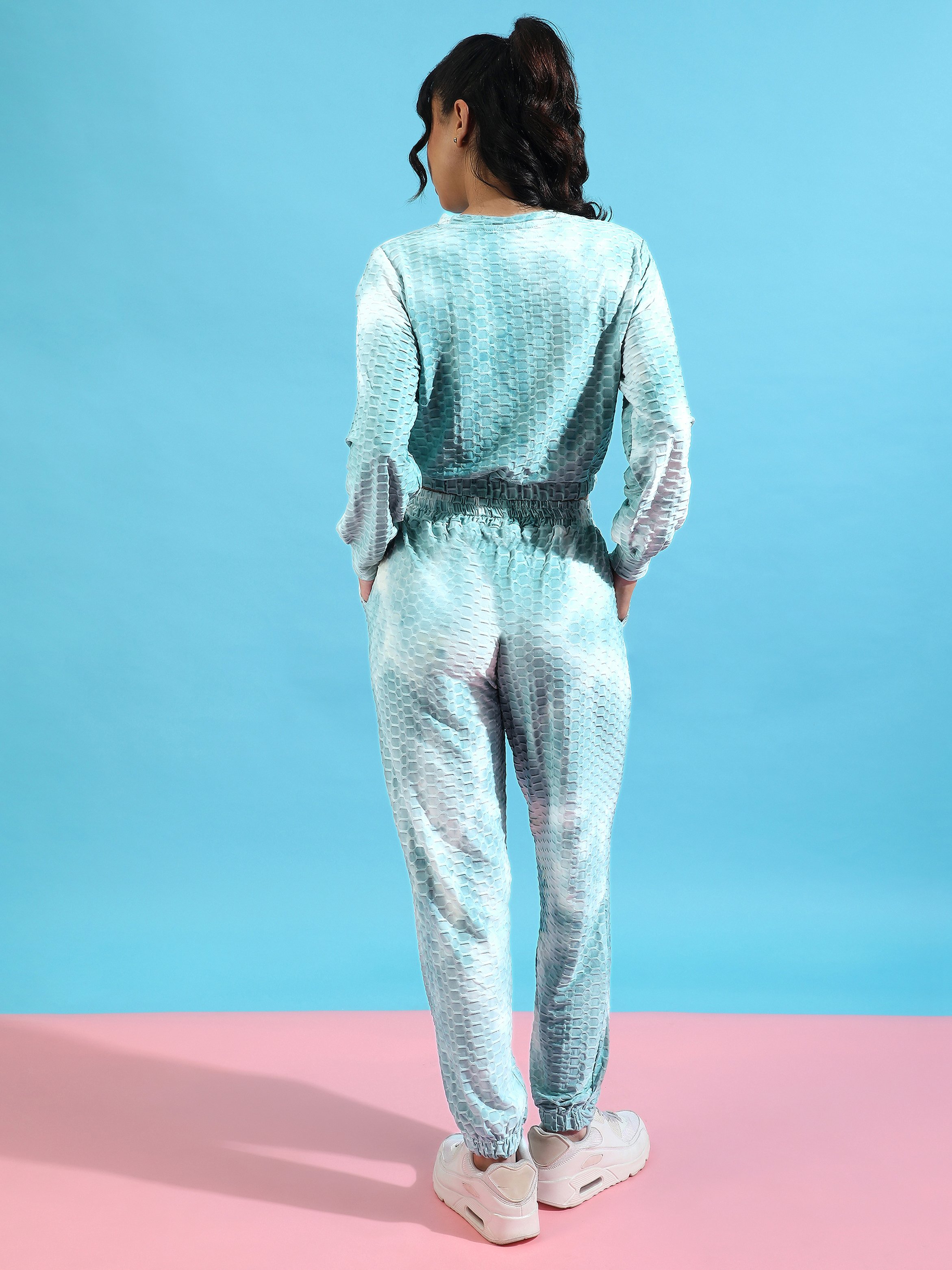 Tie-Dye Print Honeycomb Sweatshirt and Joggers Co-Ord Set