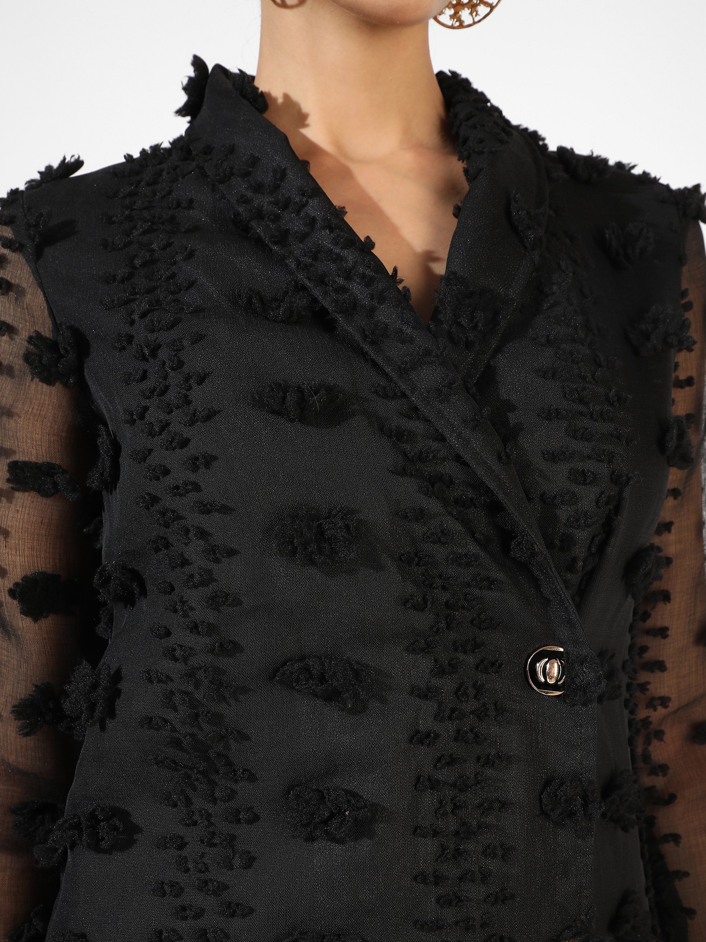 Midnight Black Single-Breasted Blazer Mini Dress