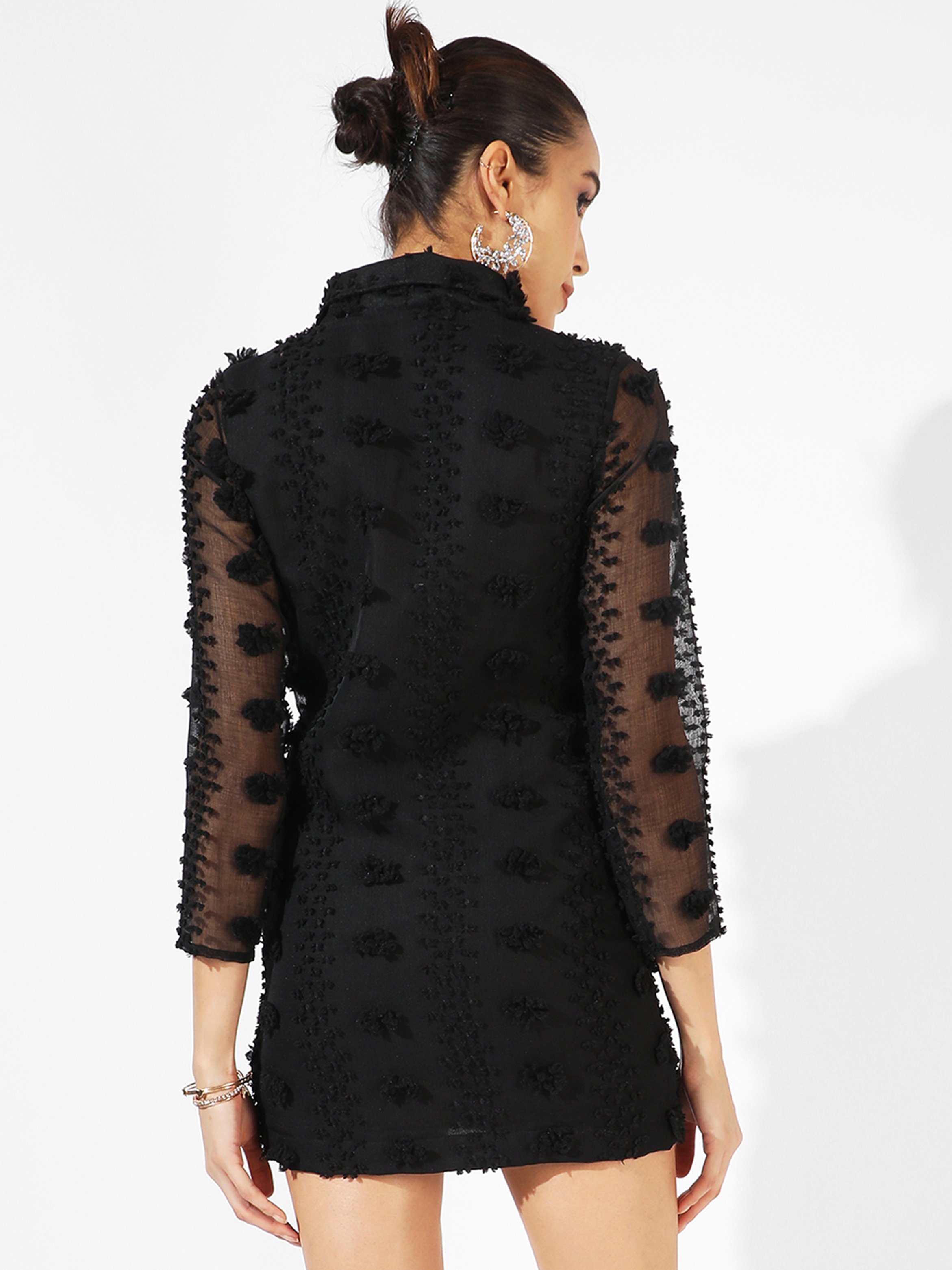 Midnight Black Single-Breasted Blazer Mini Dress
