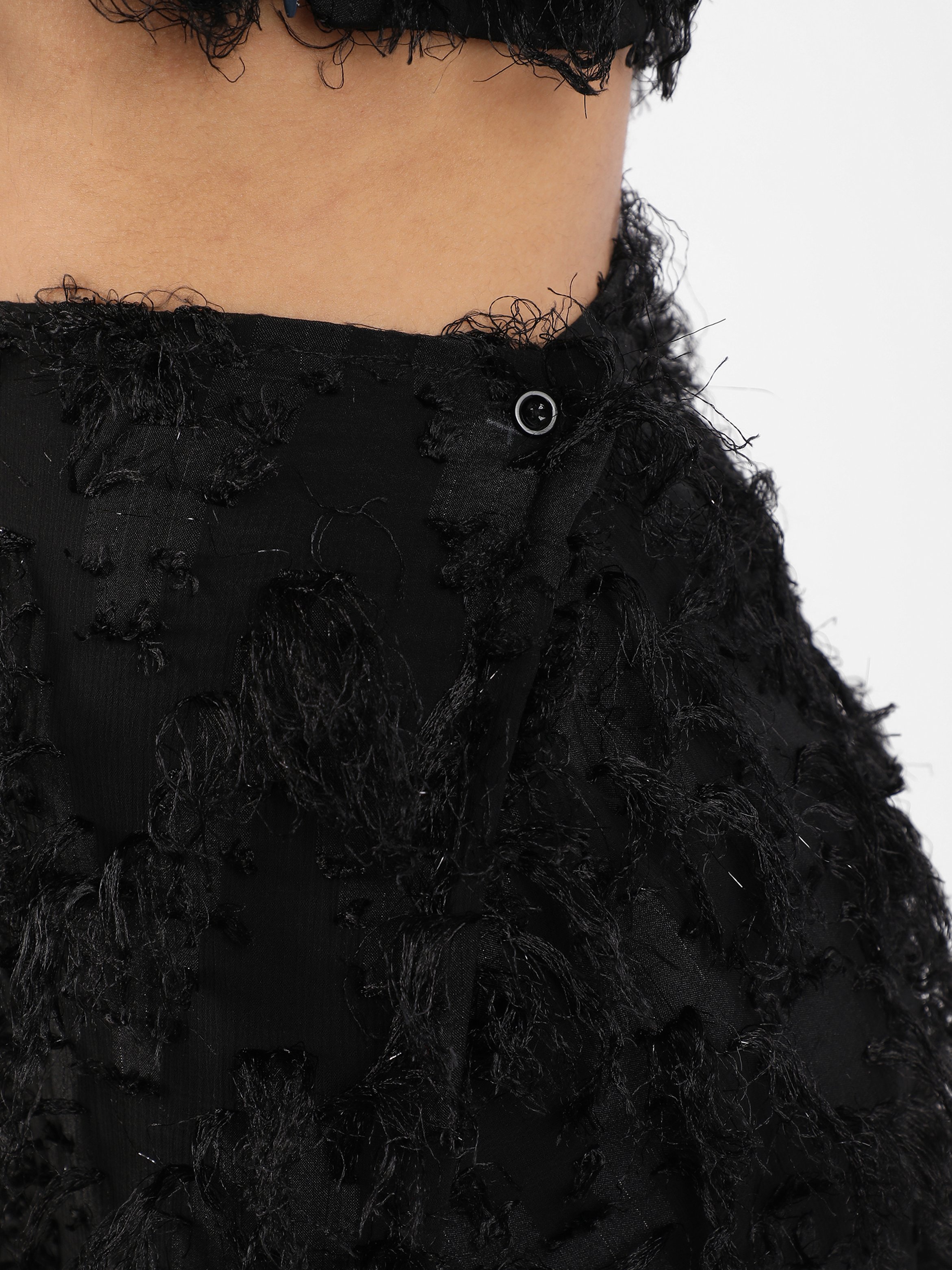 Jet Black All-Around Tassel Crop Top and Skirt Co-Ord Set