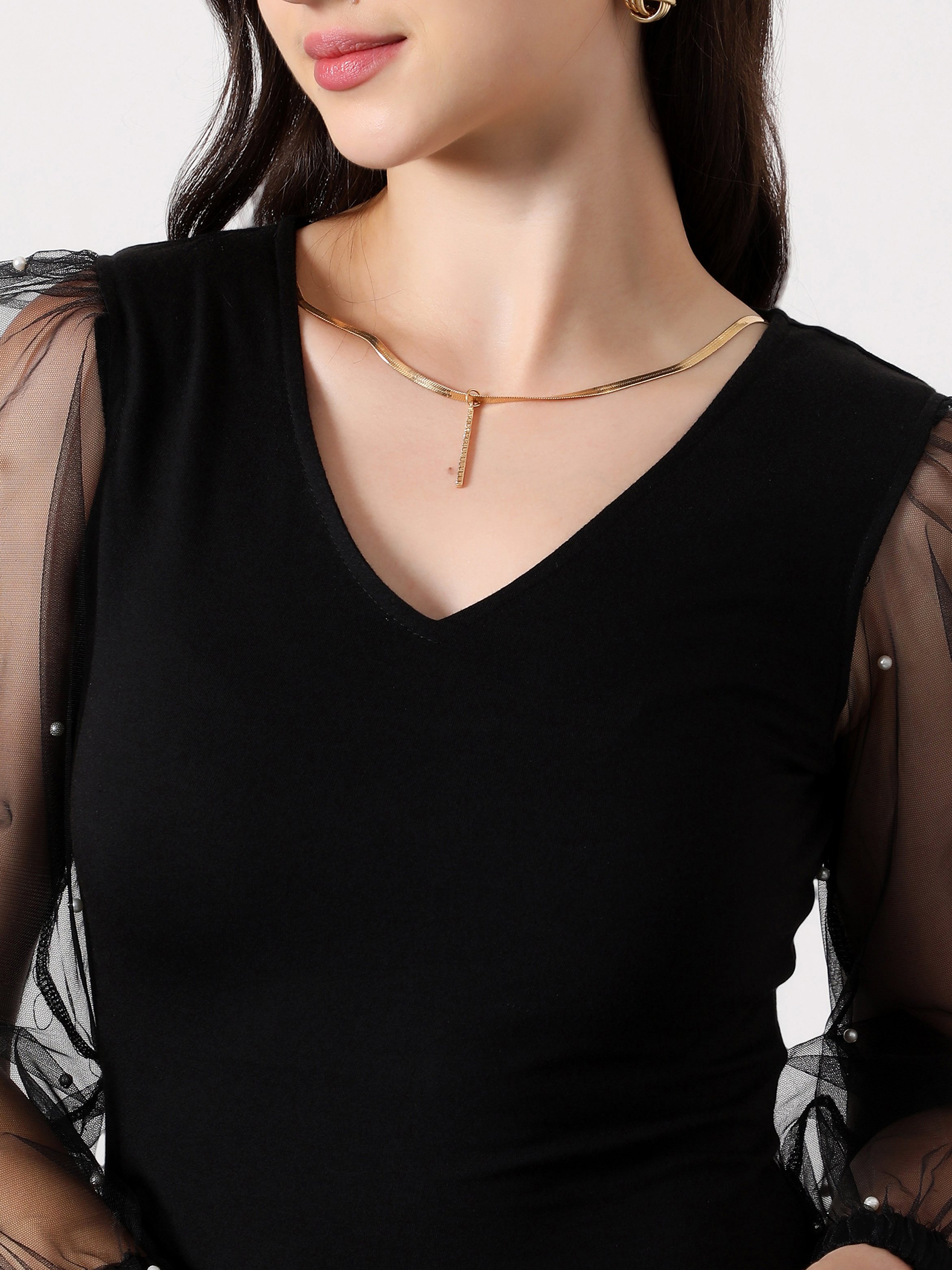 Onyx Black Embellished-Sheer Bodycon Mini Dress