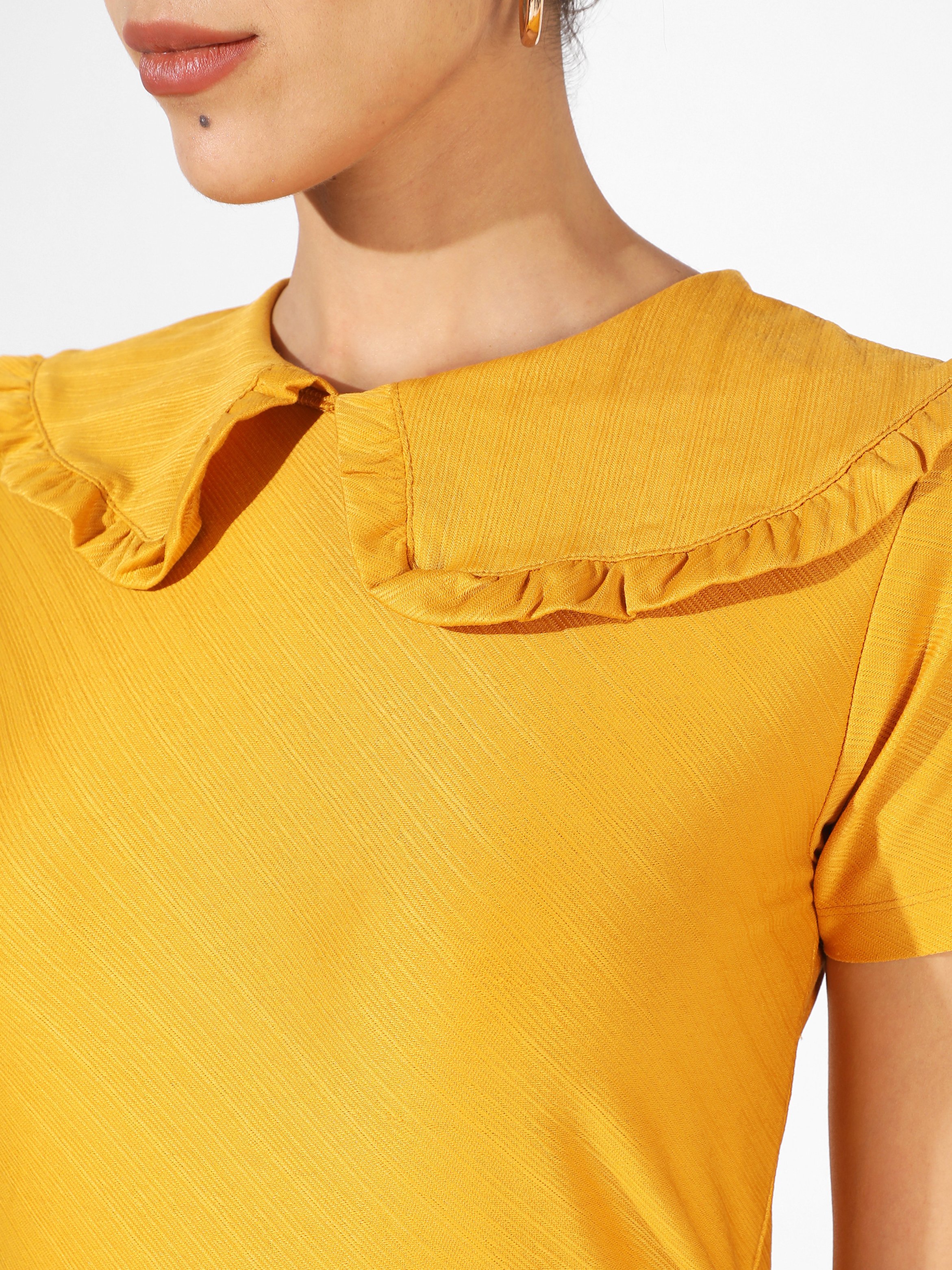 Mustard Solid Peter-Pan Collar Top