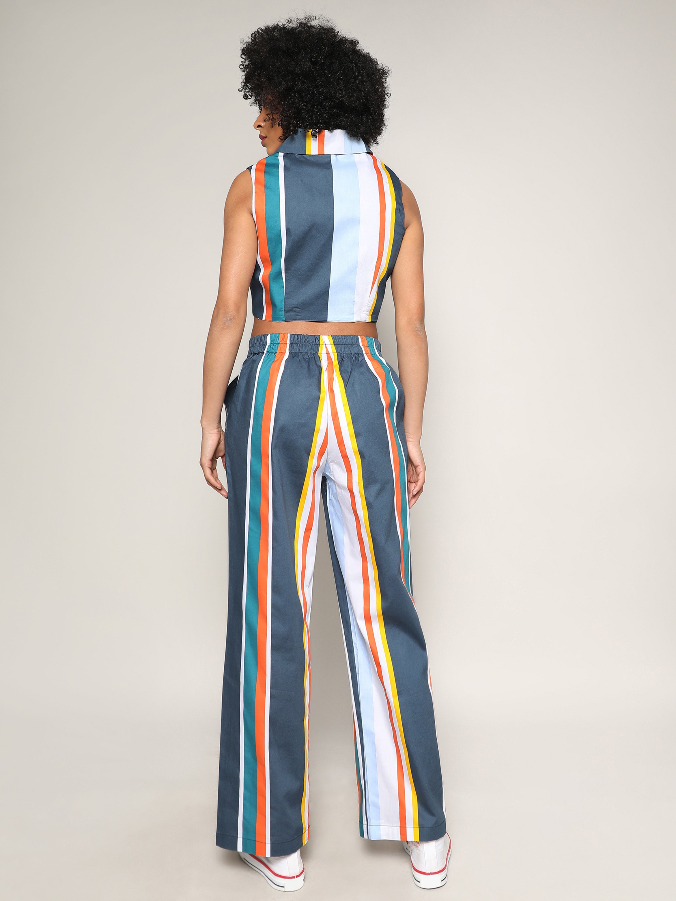 Multi Striped Waistcoat and Pants Co-Ord Set