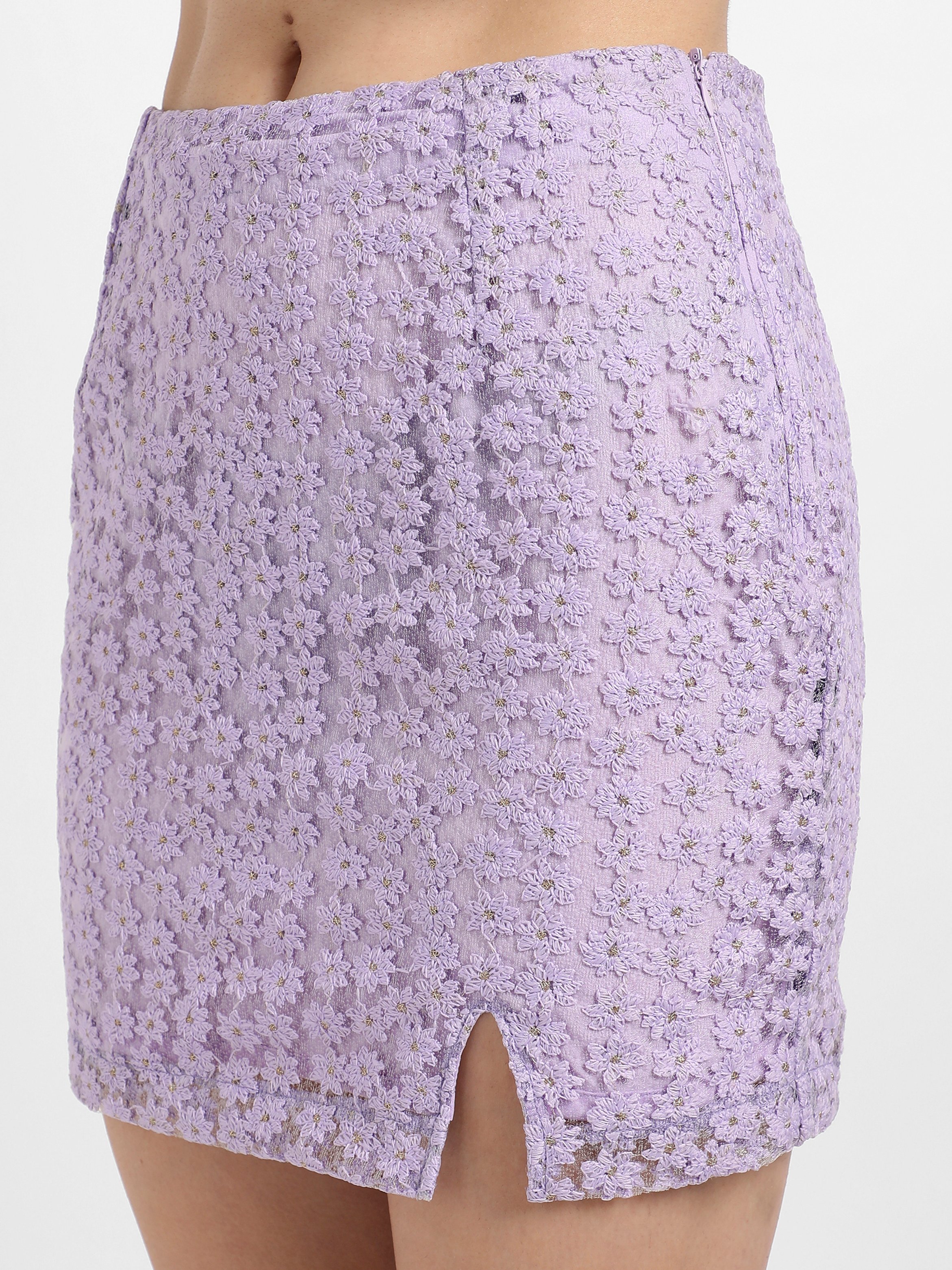 Lavender Micro Lace Crop Top and Skirt Co-Ord Set