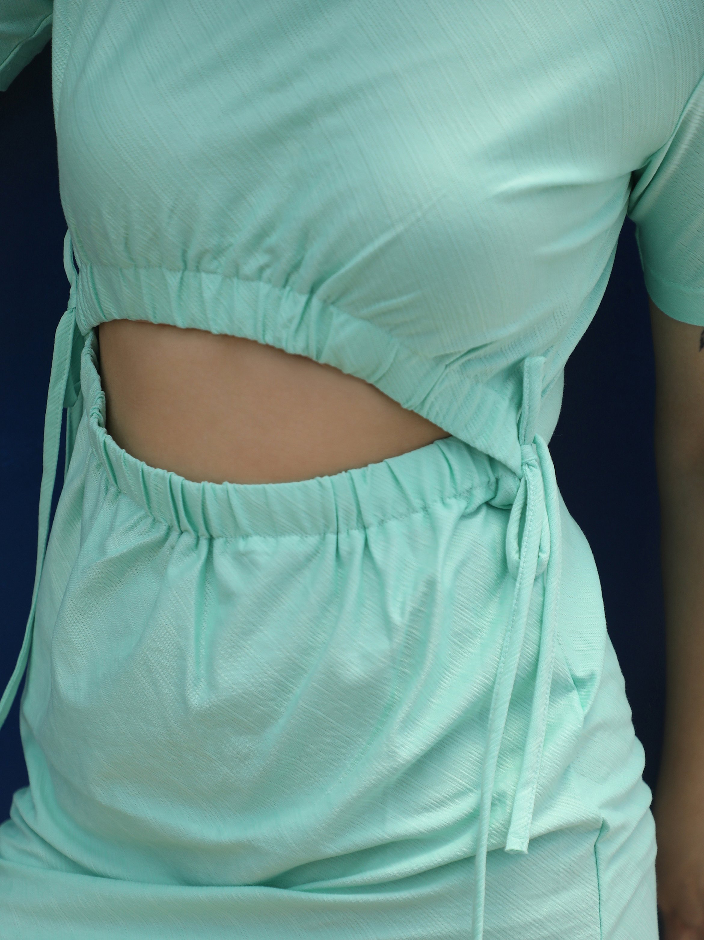 Sea Green Cut-Out Knit Mini Dress