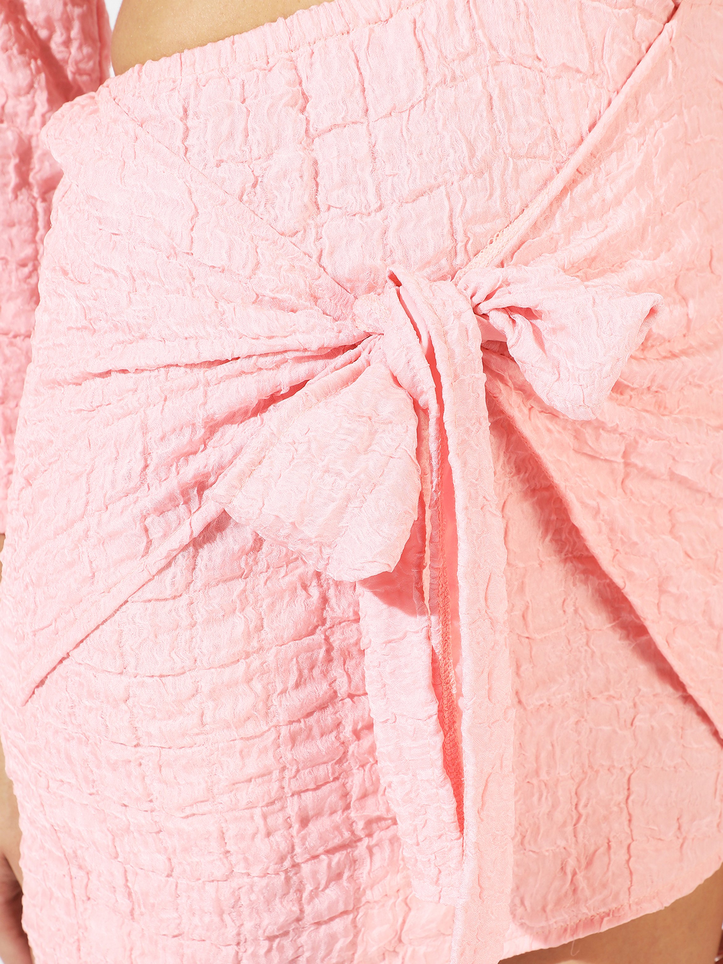 Baby Pink Asymmetrical Cut-Out Mini Dress