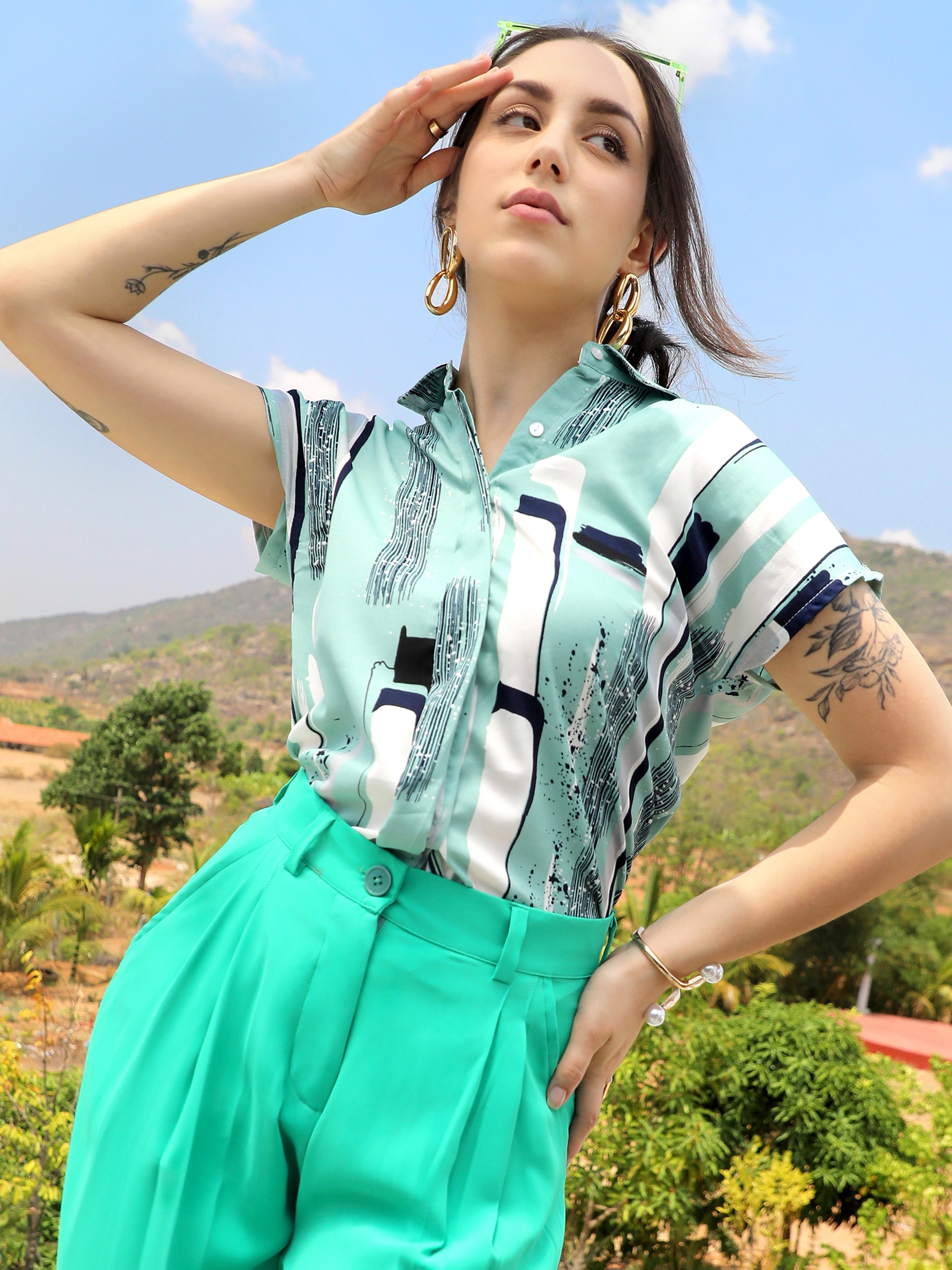 Mint Green Printed Shirt