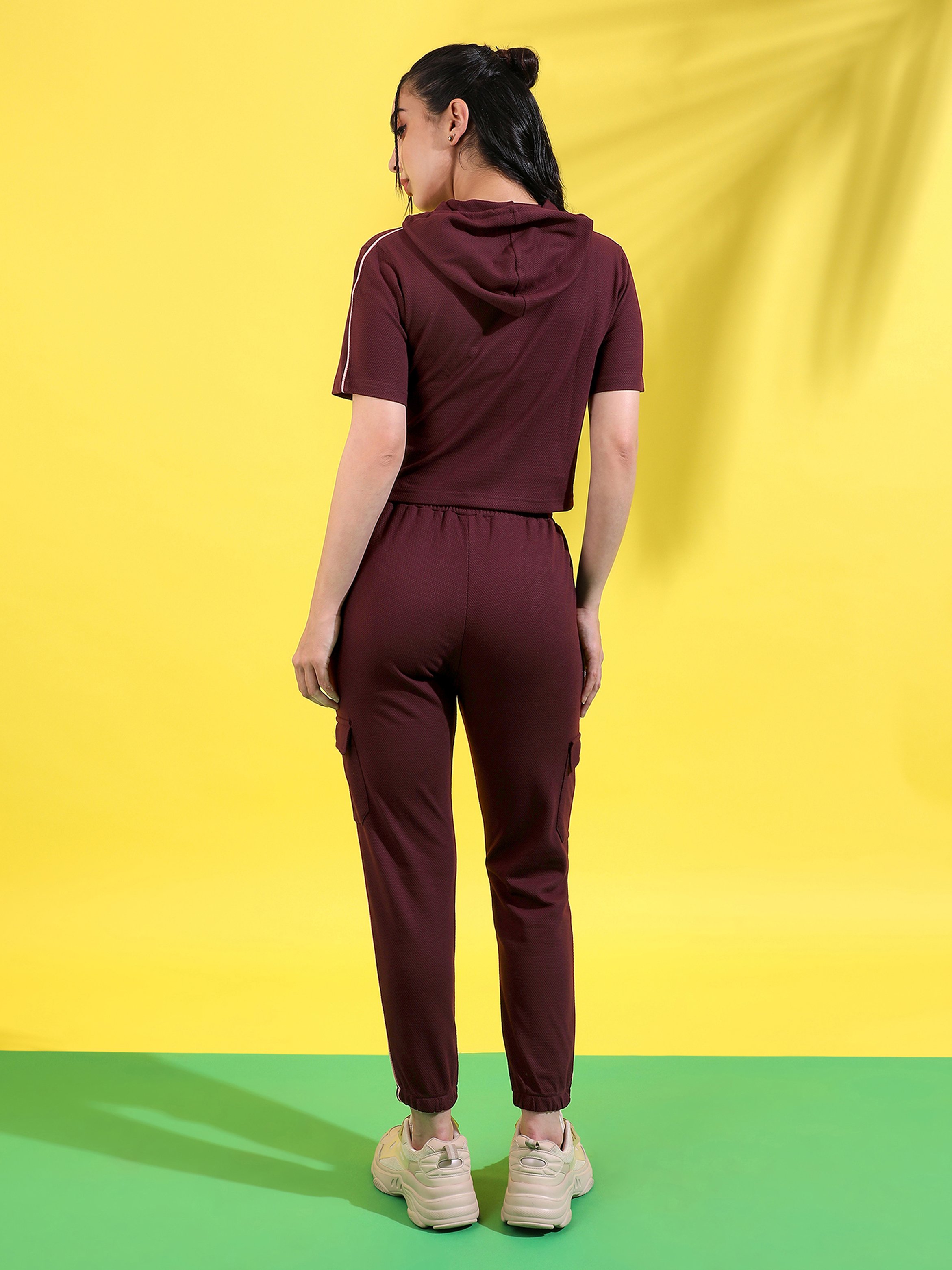 Wine Red Utility Hooded Top and Joggers Co-Ord Set