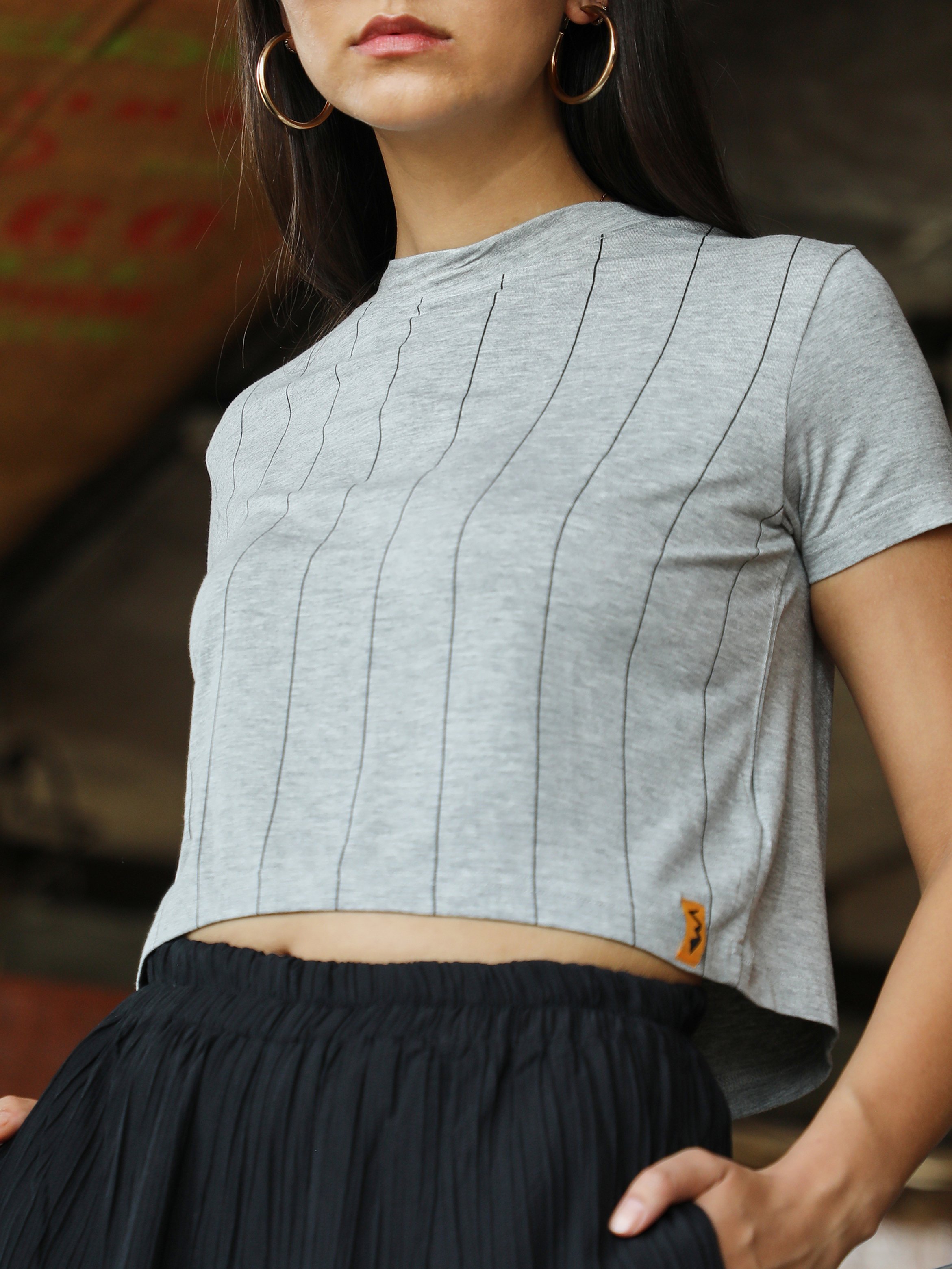 Light Grey Pinstriped Crop Top