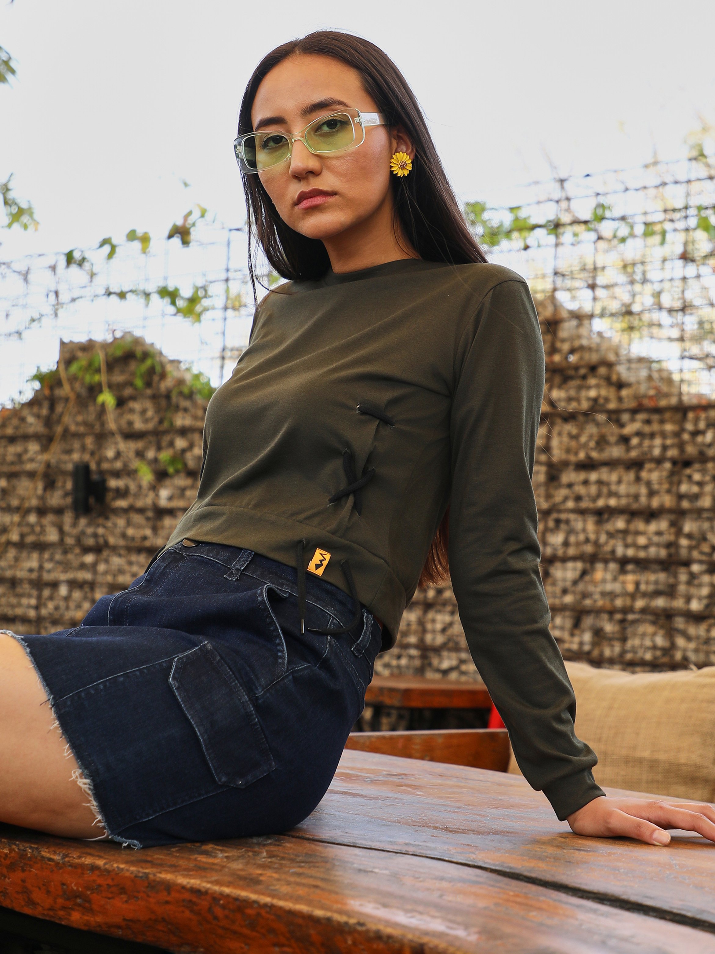 Forest Green Criss-Cross Crop Top