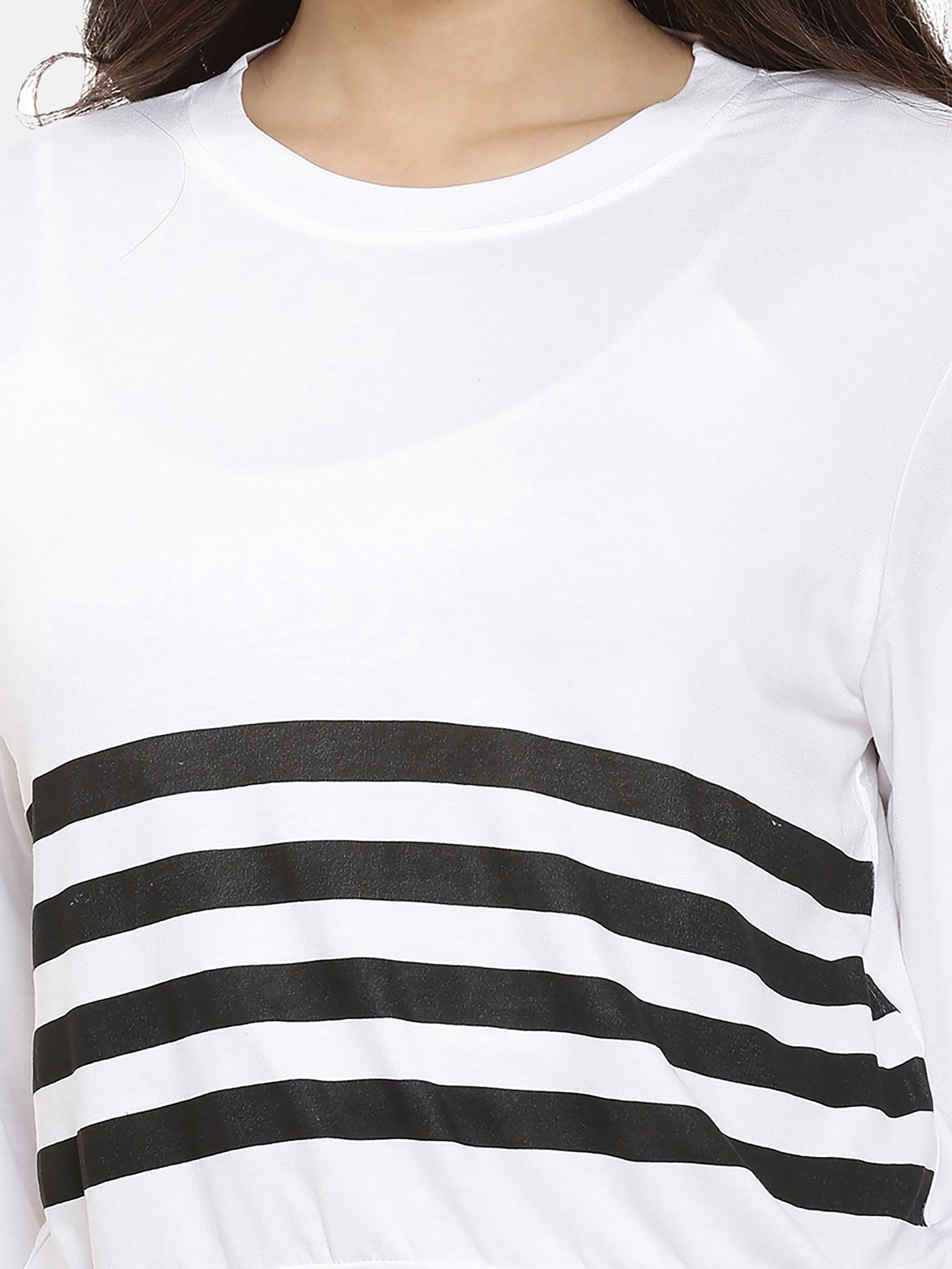 Chalk White Striped Crop Top