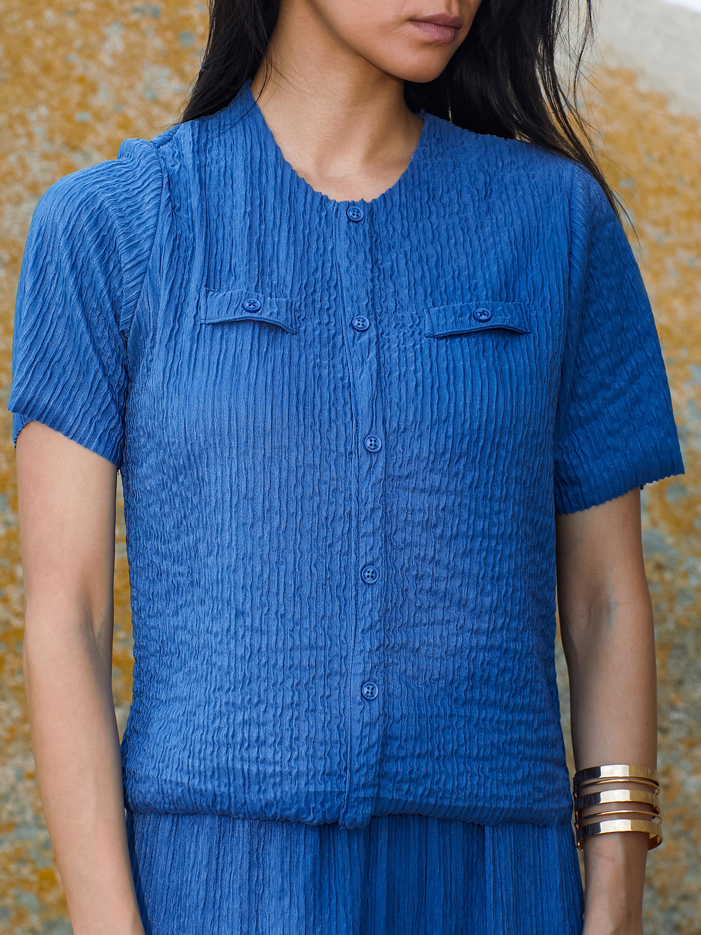 Royal Blue Creased Top and Pants Co-Ord Set