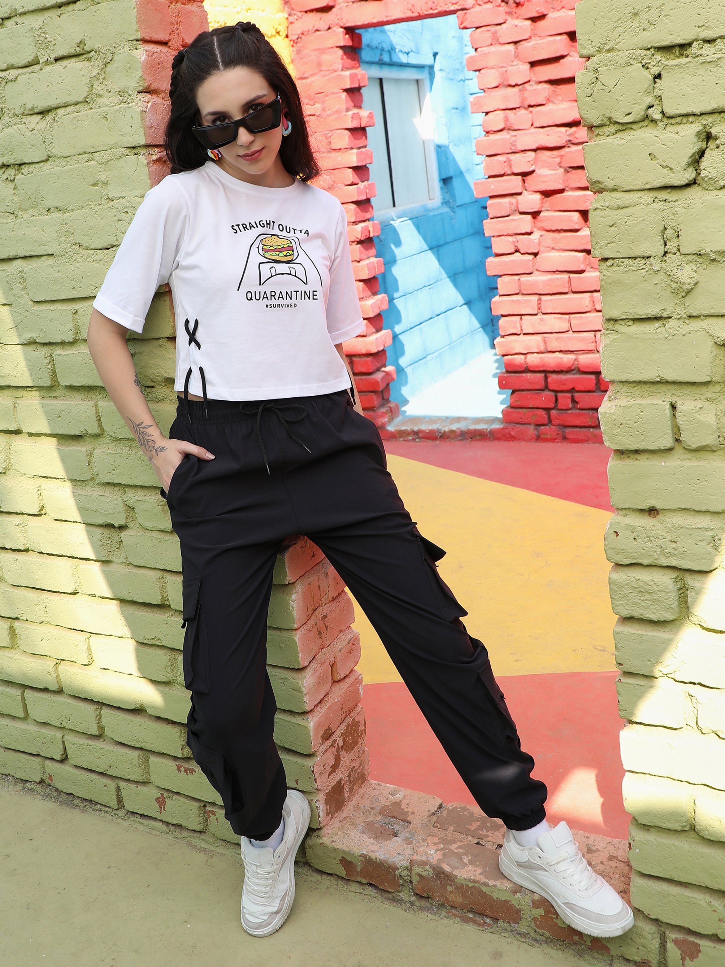 Chalk White Graphic Print Crop T-Shirt